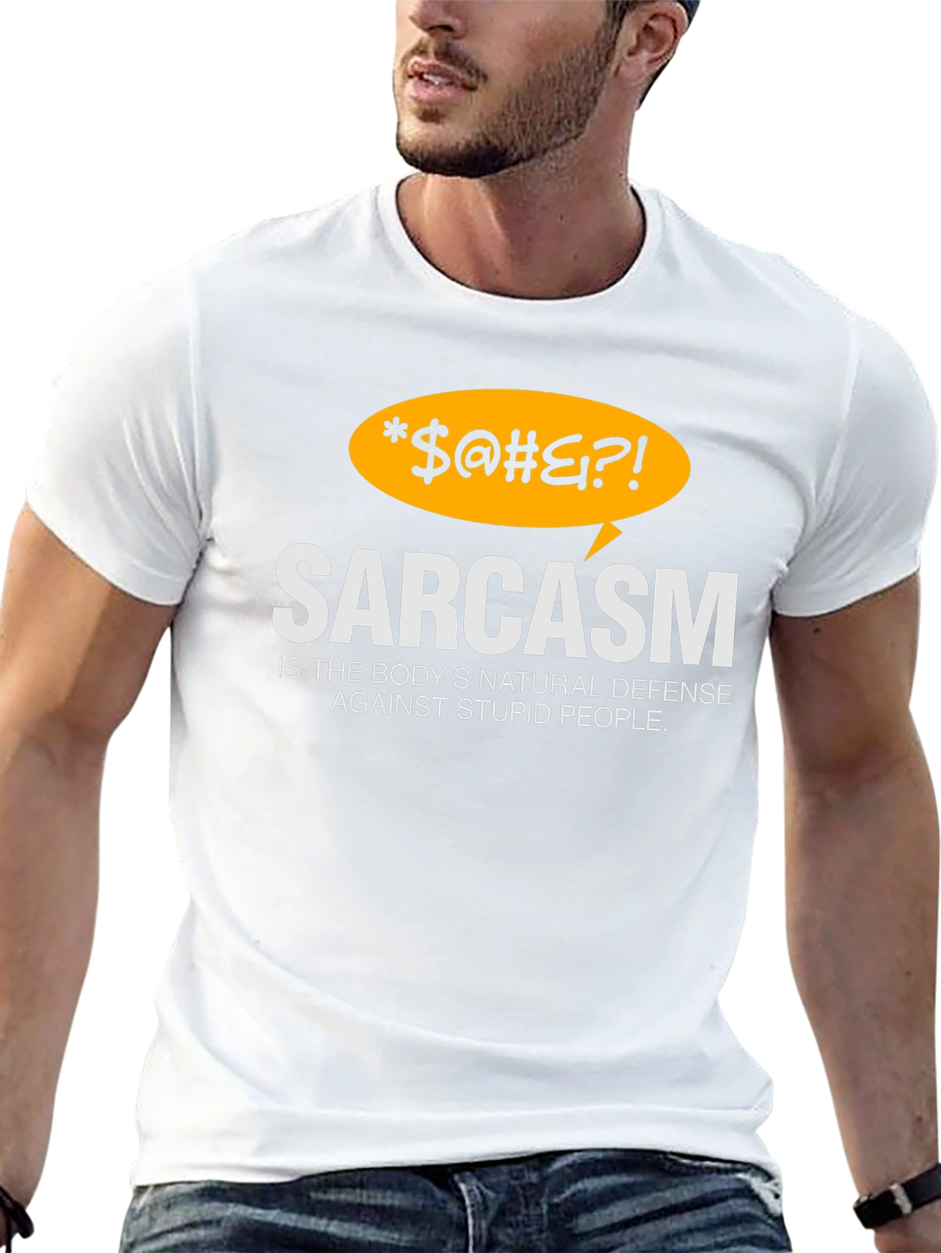 Black Sarcasm Defense Black Graphic T-Shirt view 13