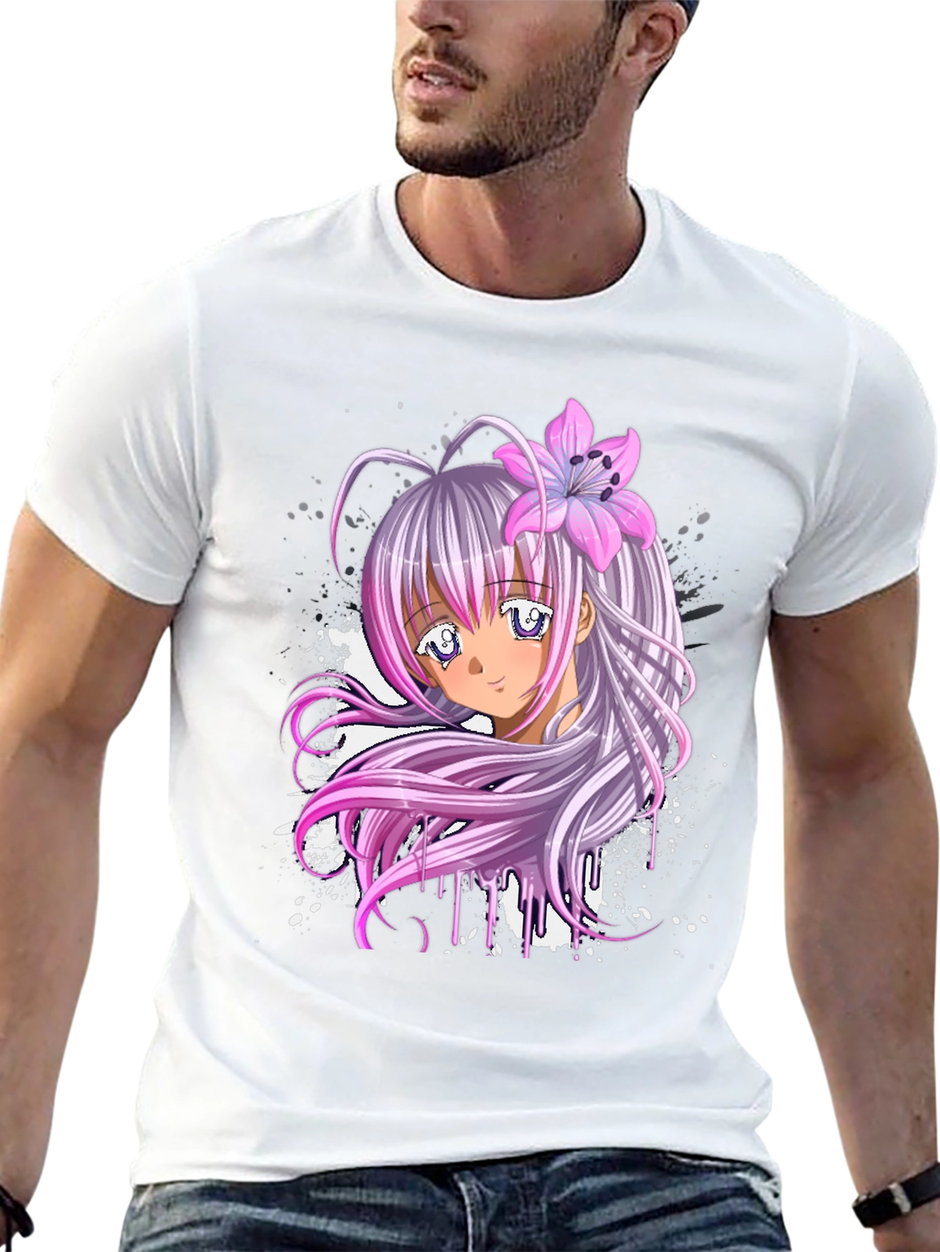 Black Anime Girl Graphic Black T-Shirt view 13