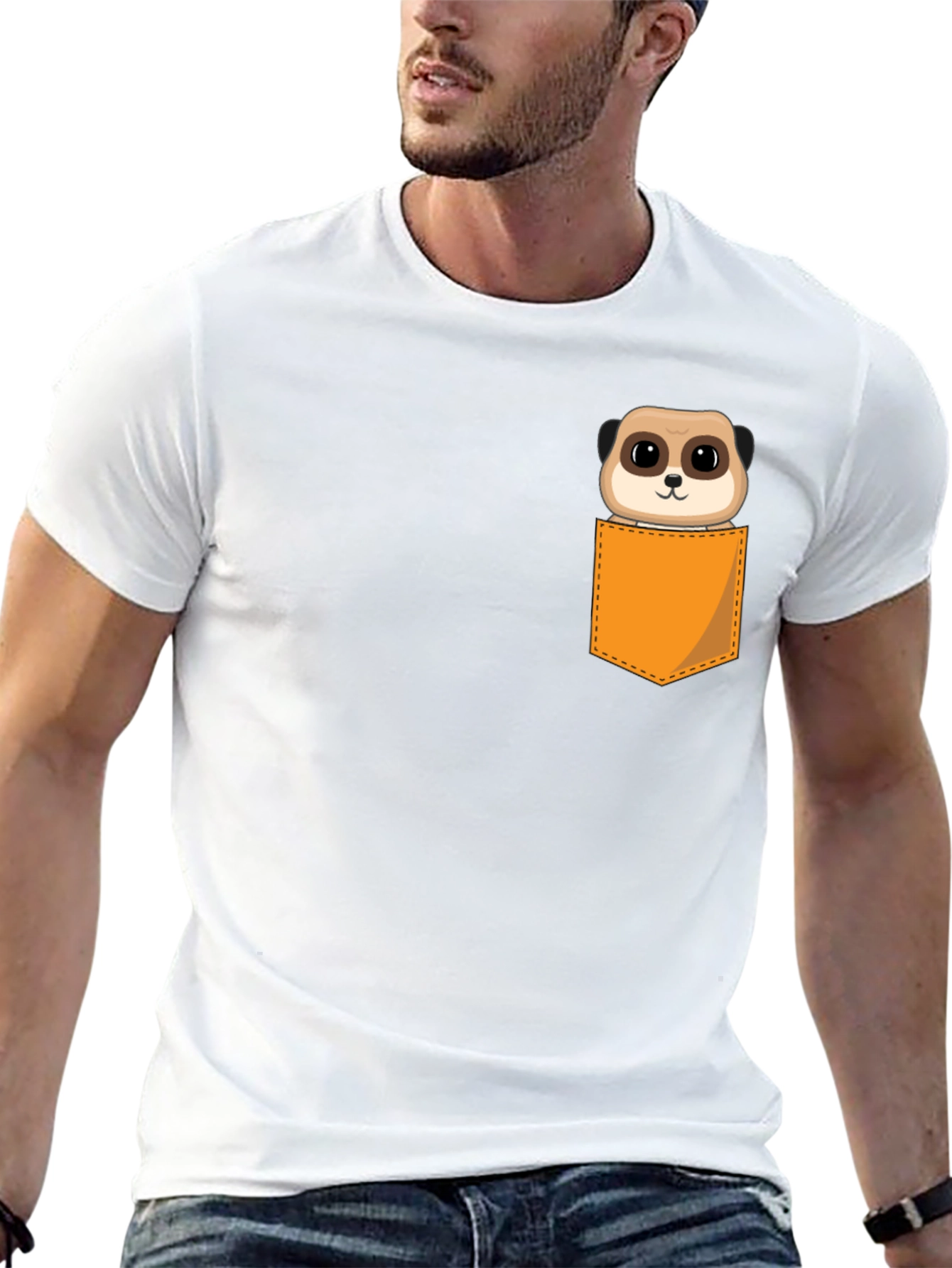 Black Meerkat Pocket T-Shirt - Novelty Cute Animal Tee view 13