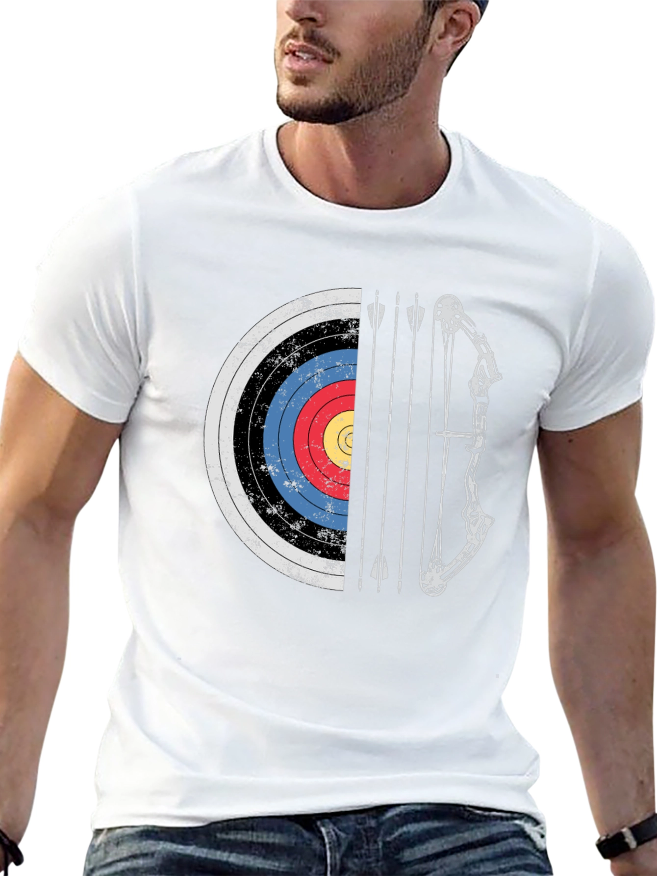 Black Archery Target Bow and Arrow Graphic Tee view 13