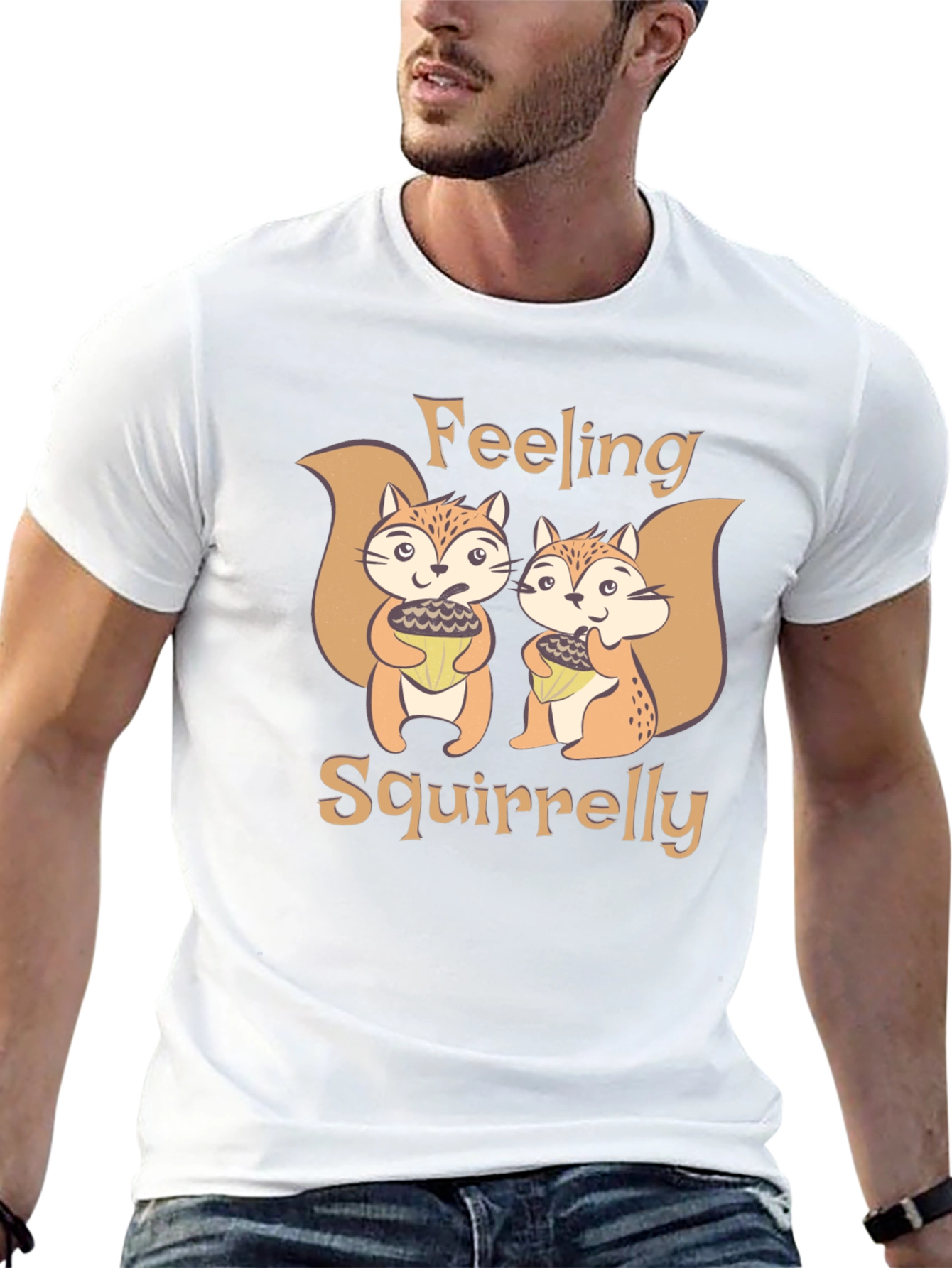 Black Feeling Squirrelly Graphic T-Shirt - Fun Novelty Tee view 13