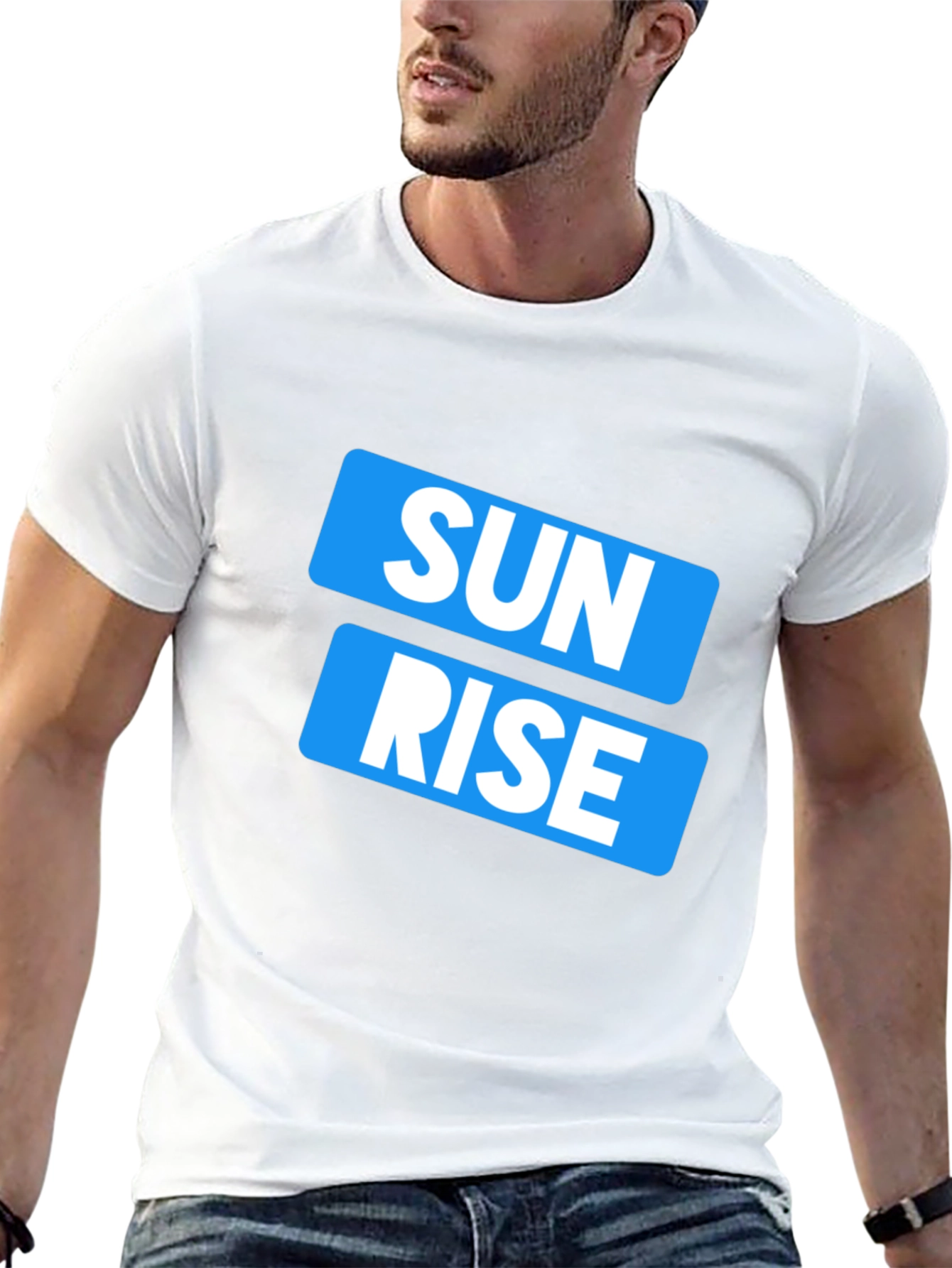 Black Sunrise Graphic Print Crew Neck Men's T-Shirt view 13