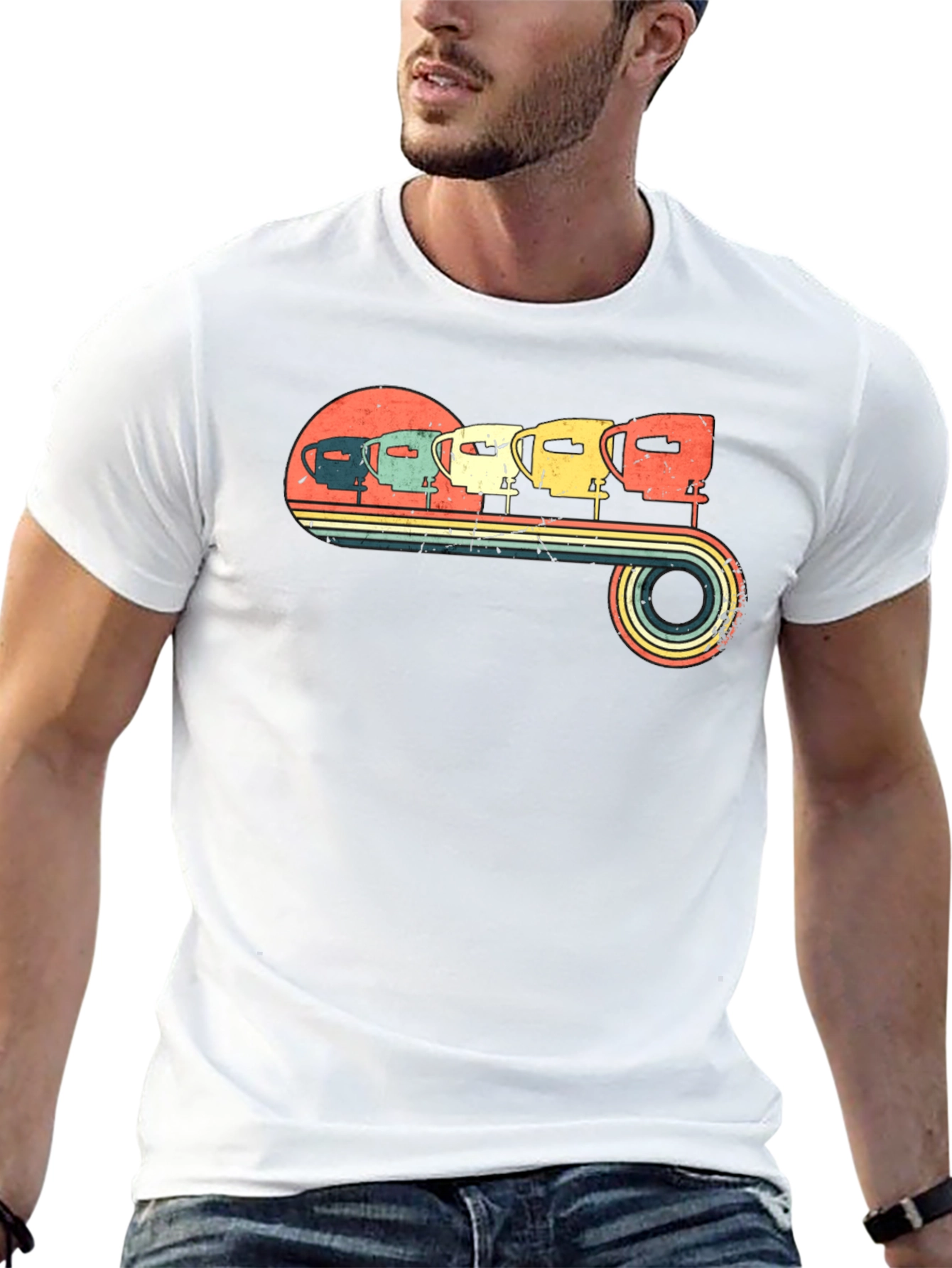 Black Vintage Camper Van T-Shirt view 13