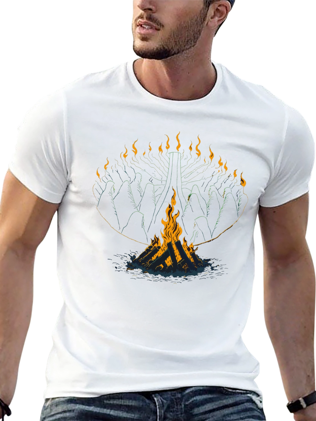 Black Mystic Fire T-Shirt: Unique Graphic Tee view 13