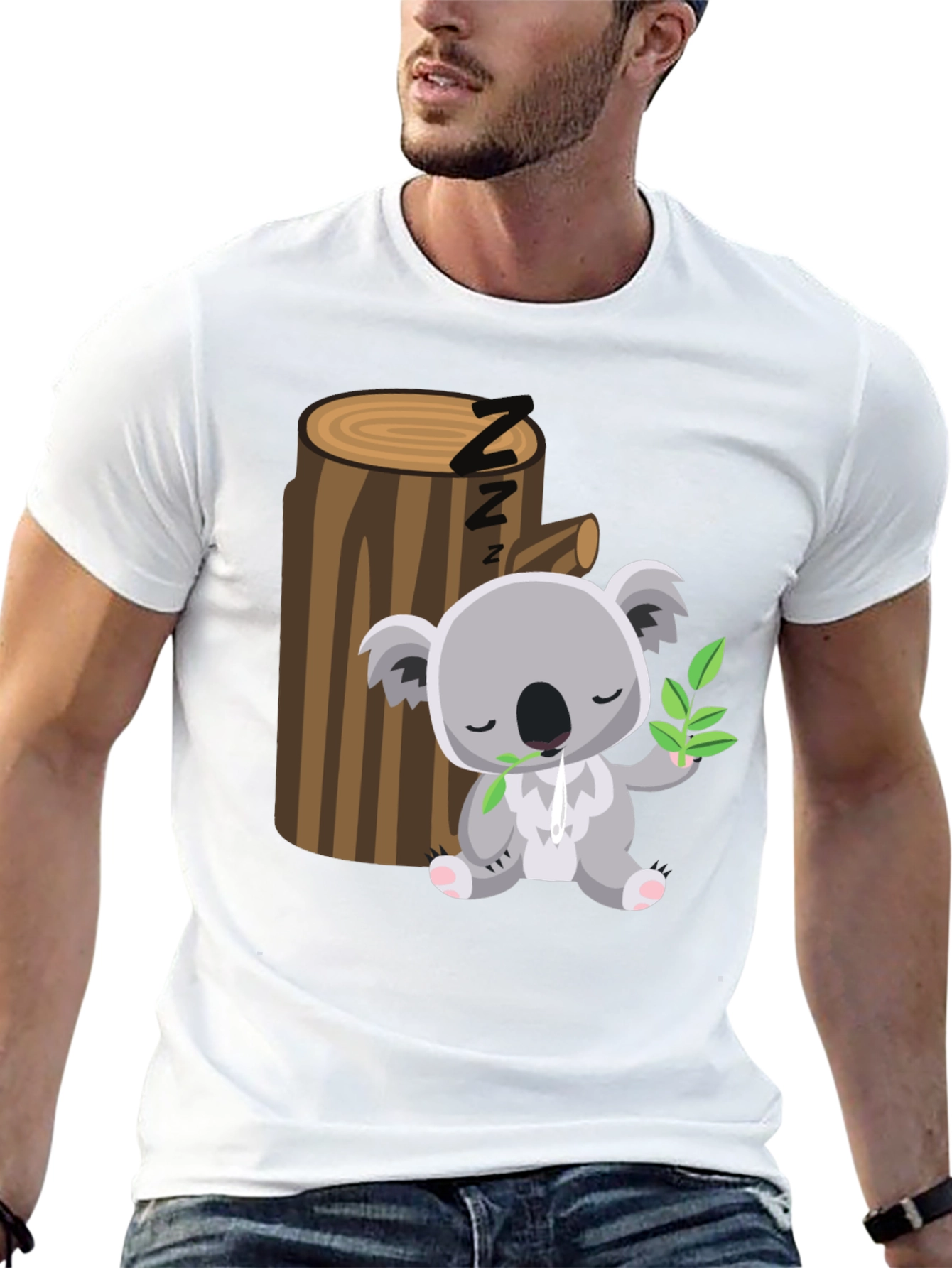 Black Sleeping Koala T-Shirt - Cute Cartoon Design view 13