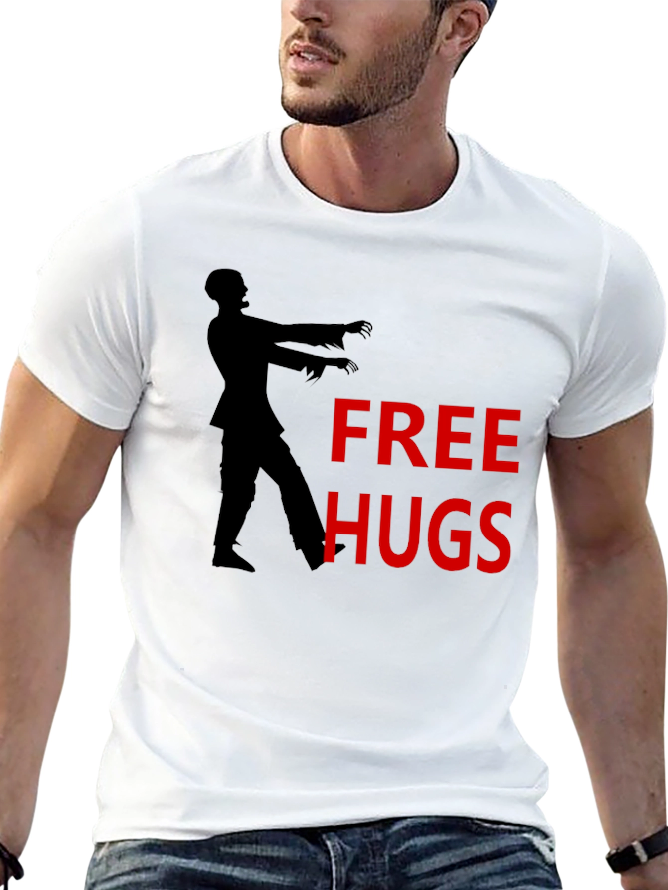 Black Free Hugs Zombie Graphic T-Shirt view 13