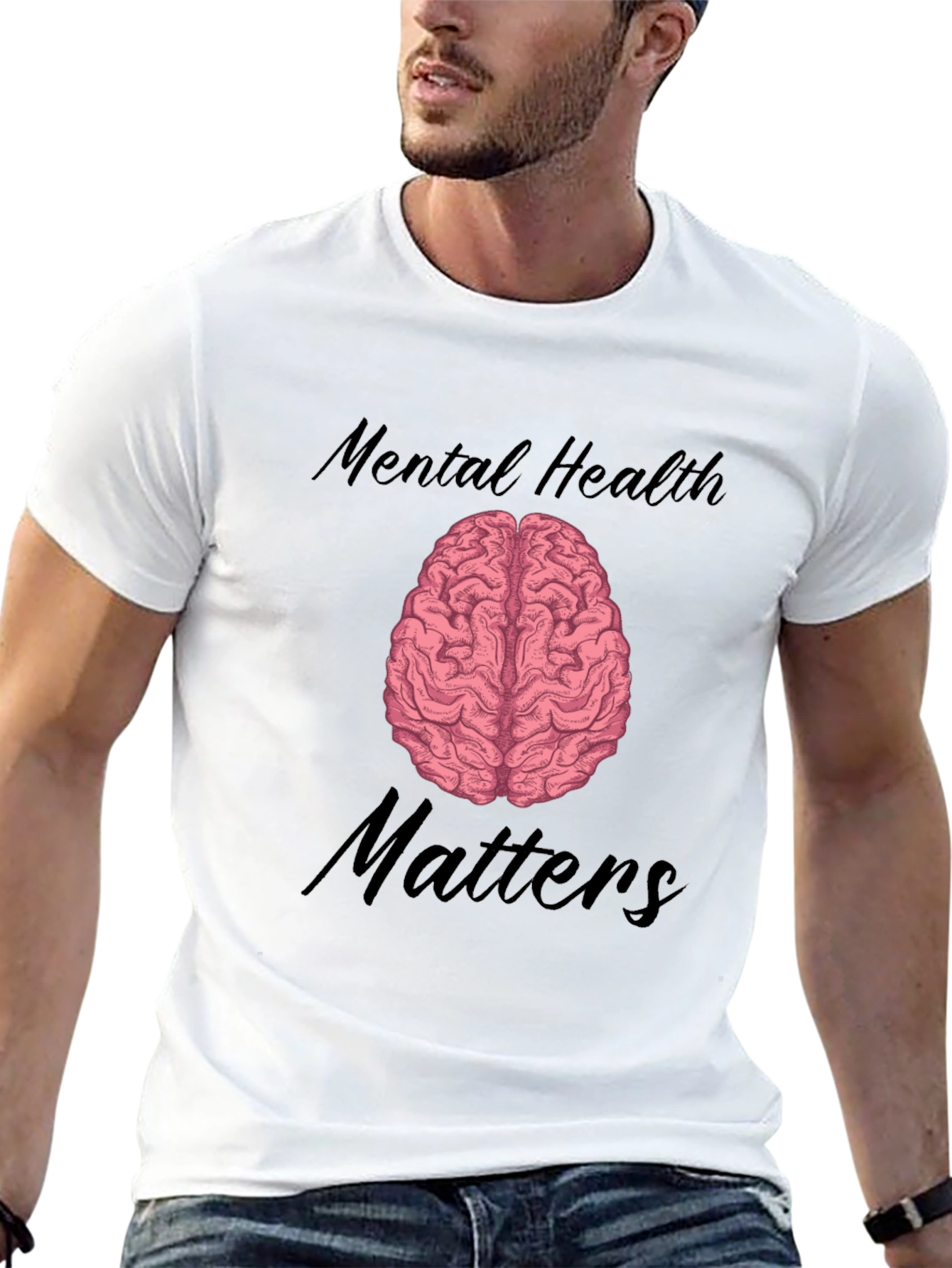 Black Mental Health Matters T-Shirt Brain Graphic view 13