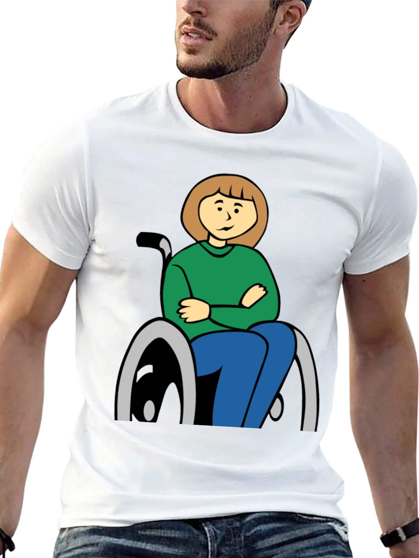 Black Cartoon Woman in Wheelchair Graphic Tee view 13