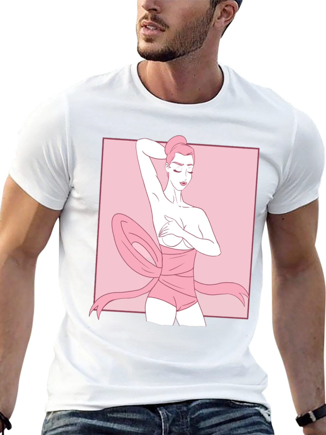 Black Ribbon Wrapped Woman Graphic Tee - Unique Design view 13