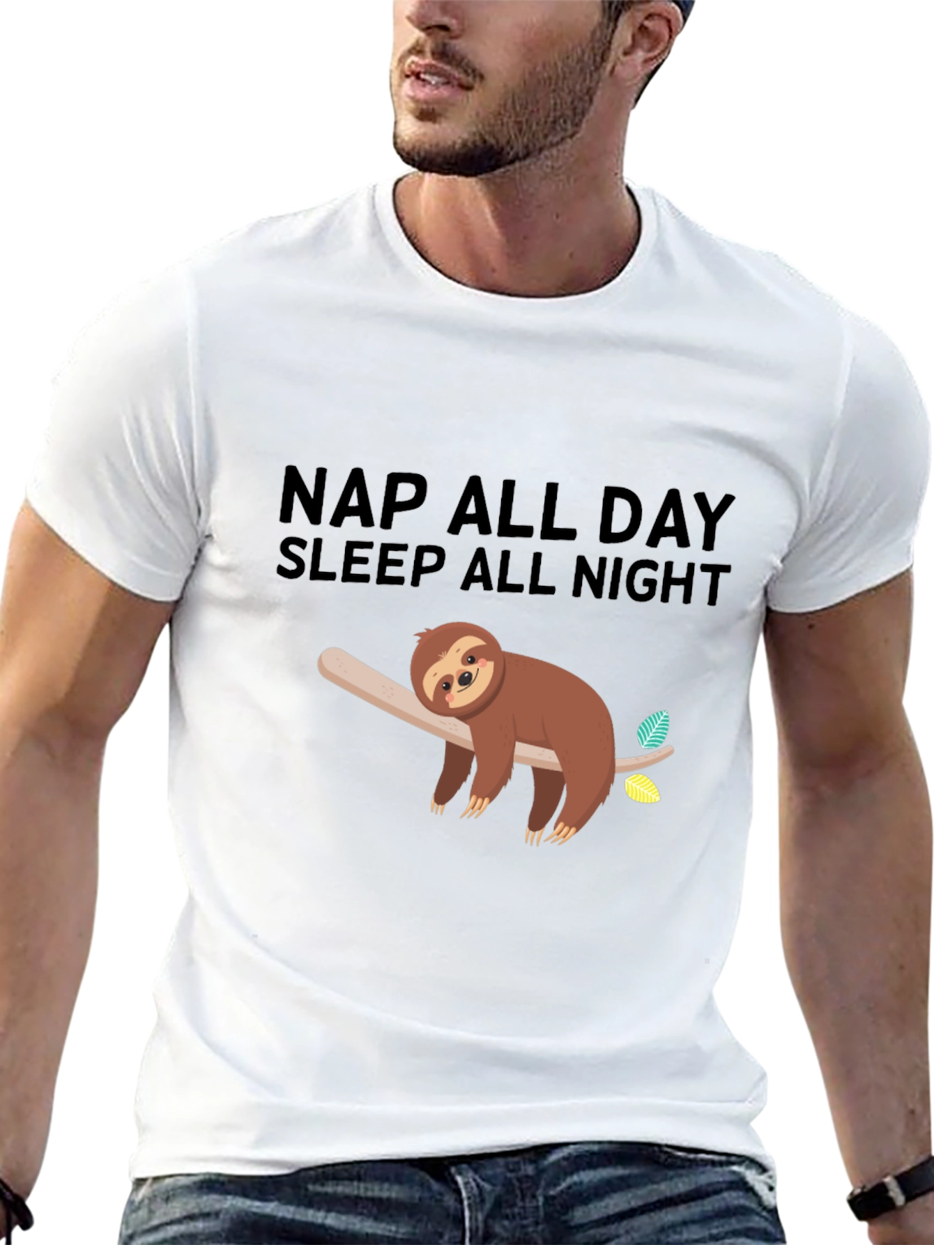 Black Nap All Day Sloth Graphic Tee - Black Casual Comfort view 13