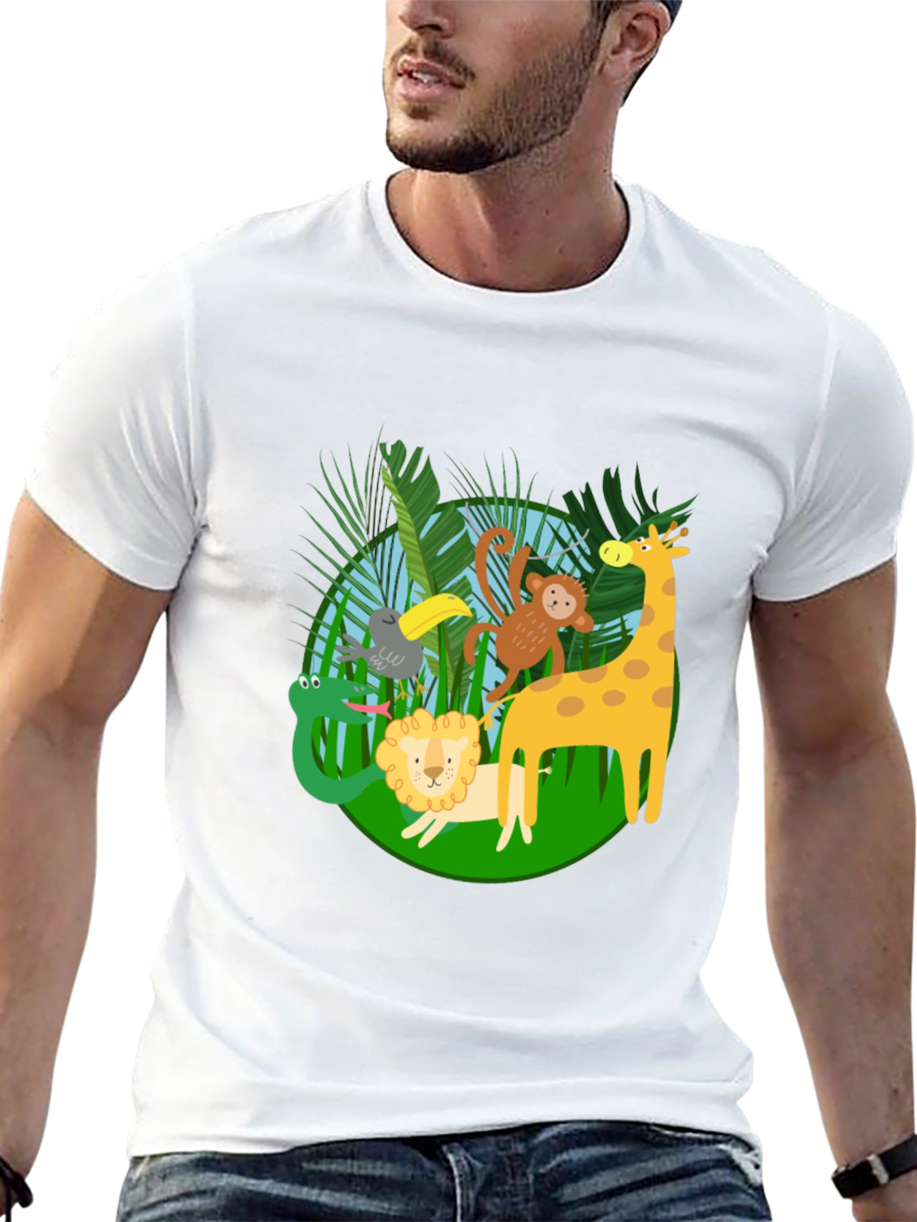Black Jungle Animals T-Shirt - Fun & Playful Design view 13