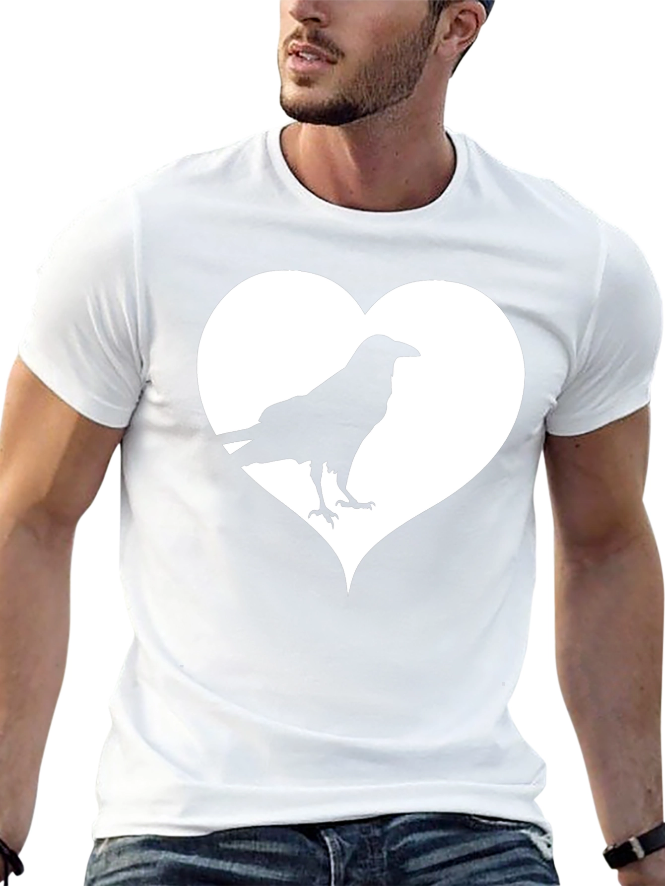 Black Raven Heart Graphic T-Shirt - Stylish Crow Tee view 13