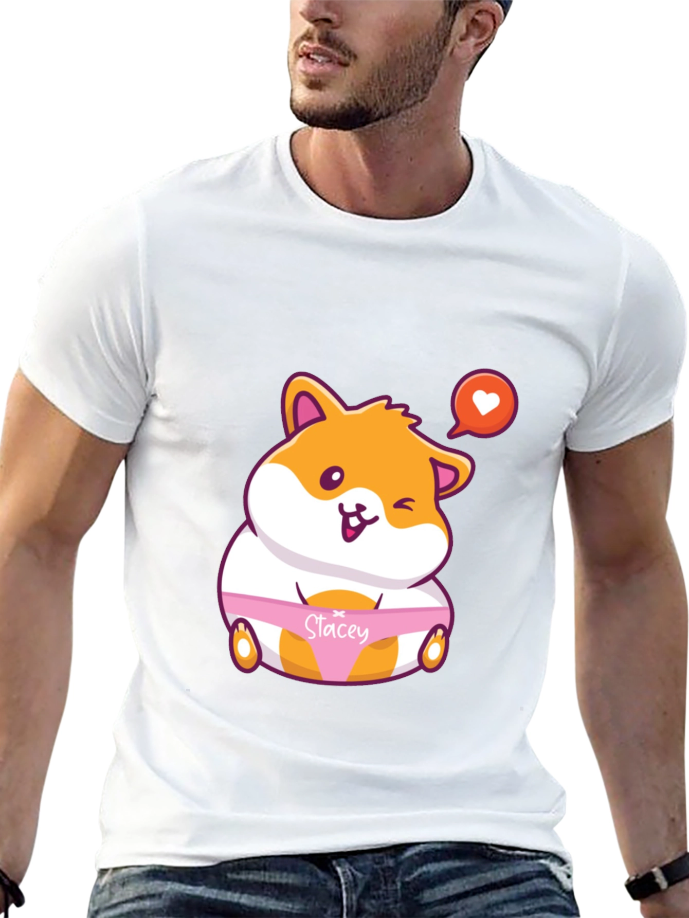 Black Cute Hamster 'Stacey' Graphic T-Shirt view 13