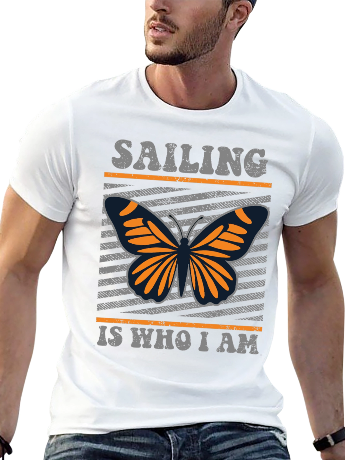 Black Sailing Butterfly T-Shirt - Unique Design Tee view 13