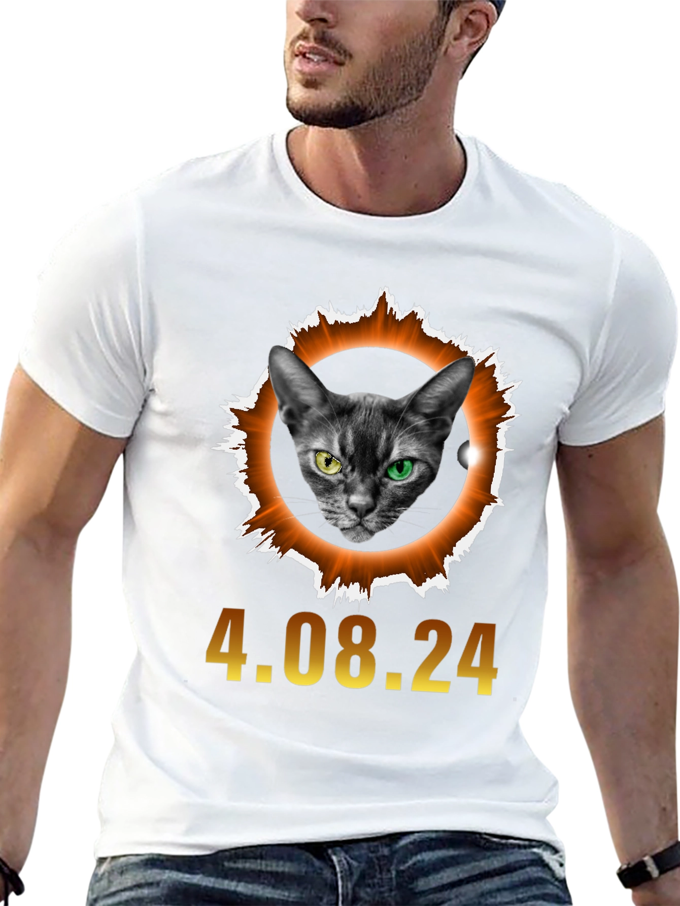 Black Eclipse Cat T-Shirt - April 8th, 2024 Solar Event view 13