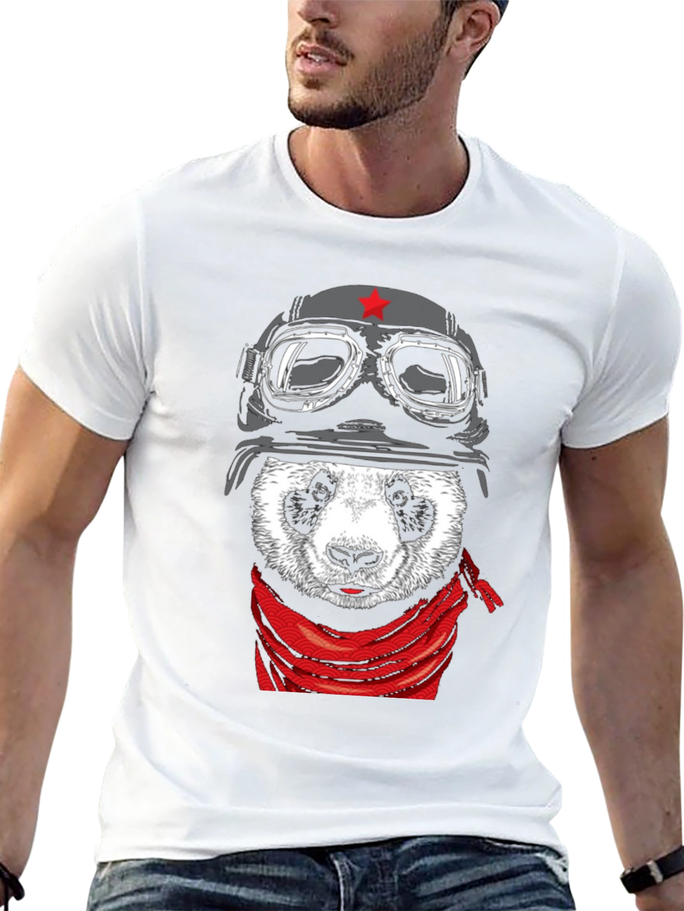 Black Panda Aviator T-Shirt - Unique Graphic Tee view 13