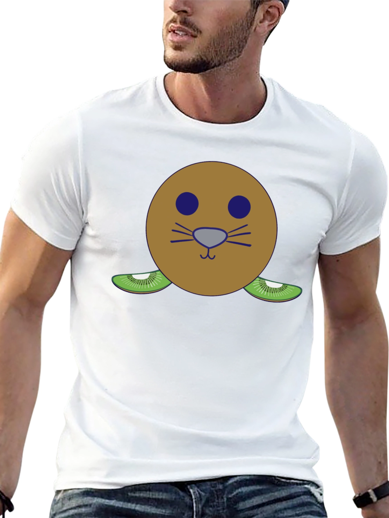 Black Kiwi Fruit Face T-Shirt - Funny Graphic Tee view 13