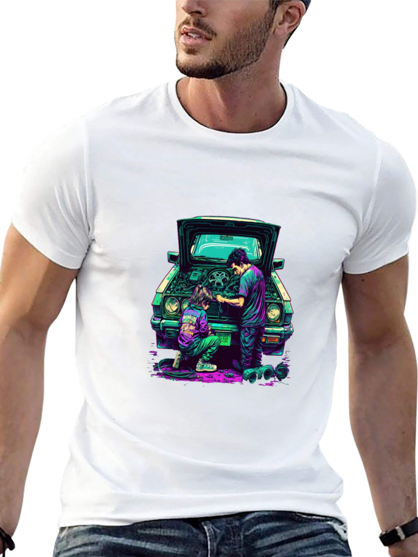 Black Cool Car Repair Graphic Tee view 13