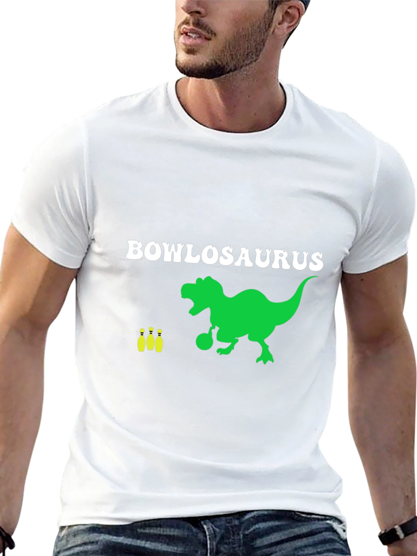 Black Bowlosaurus T-Shirt - Dinosaur Bowling Tee view 13