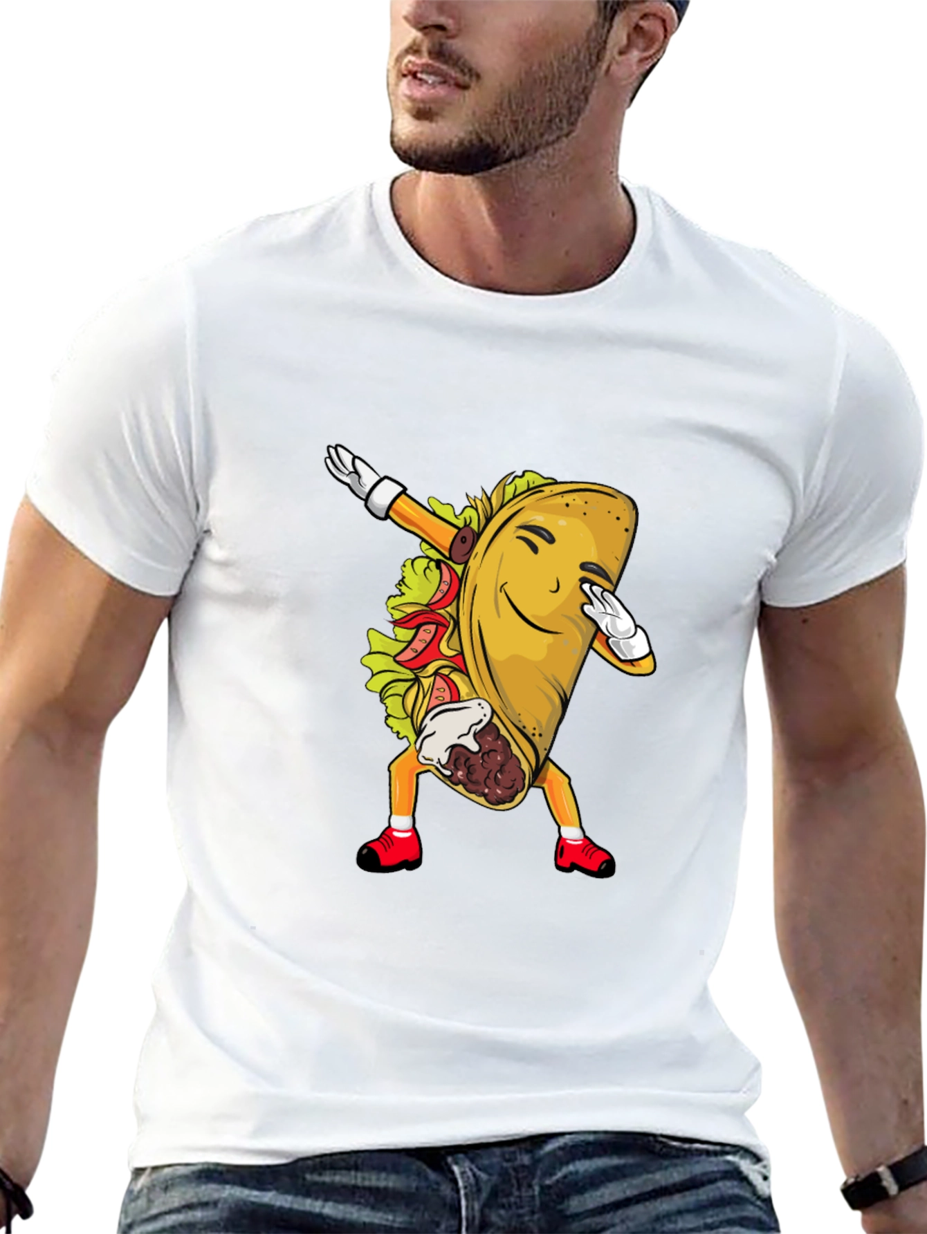 Black Taco Dabbing Graphic Tee - Fun Food Shirt view 13