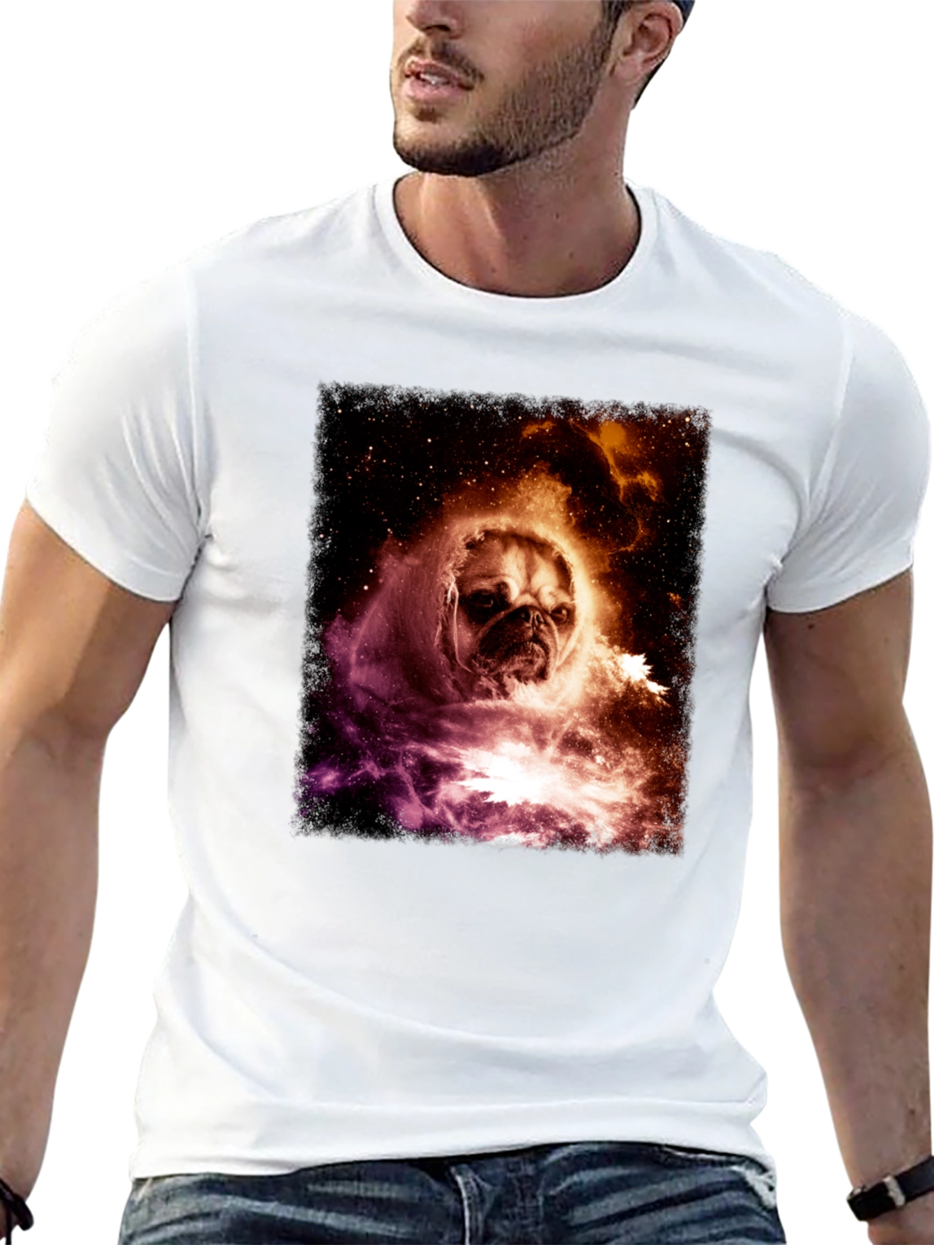 Black Cosmic Pug Graphic Tee - Black view 13