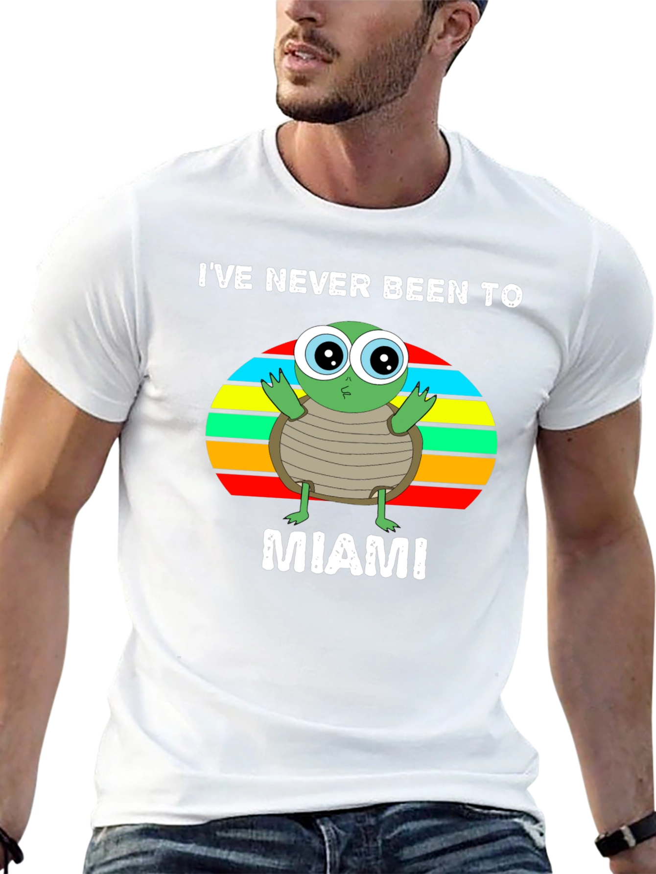 Black I've Never Been To Miami Turtle Graphic T-Shirt view 13