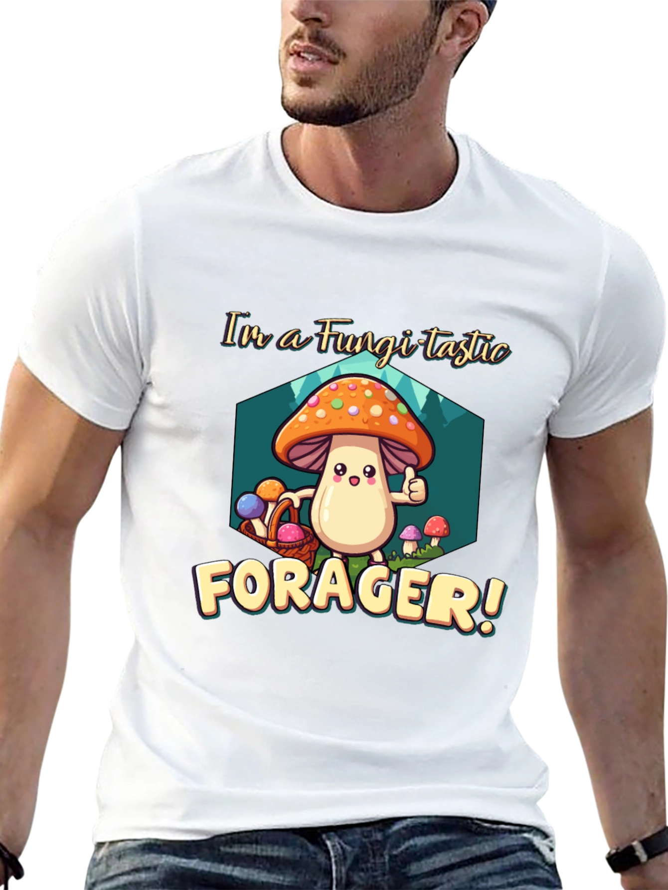 Black Fungi-tastic Forager T-Shirt - Fun Mushroom Design view 13