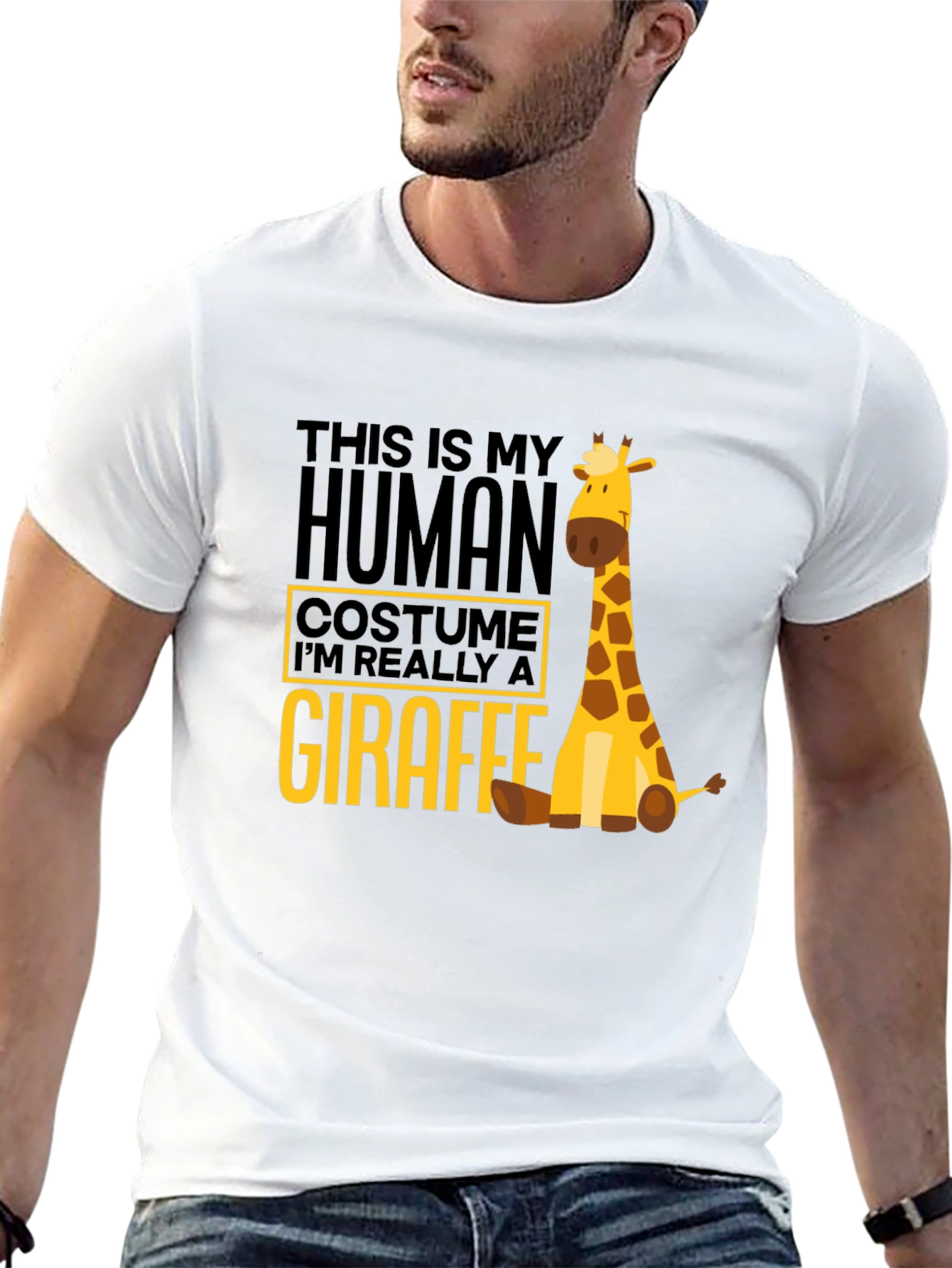 Black Human Costume Giraffe T-Shirt - Funny Animal Tee view 13