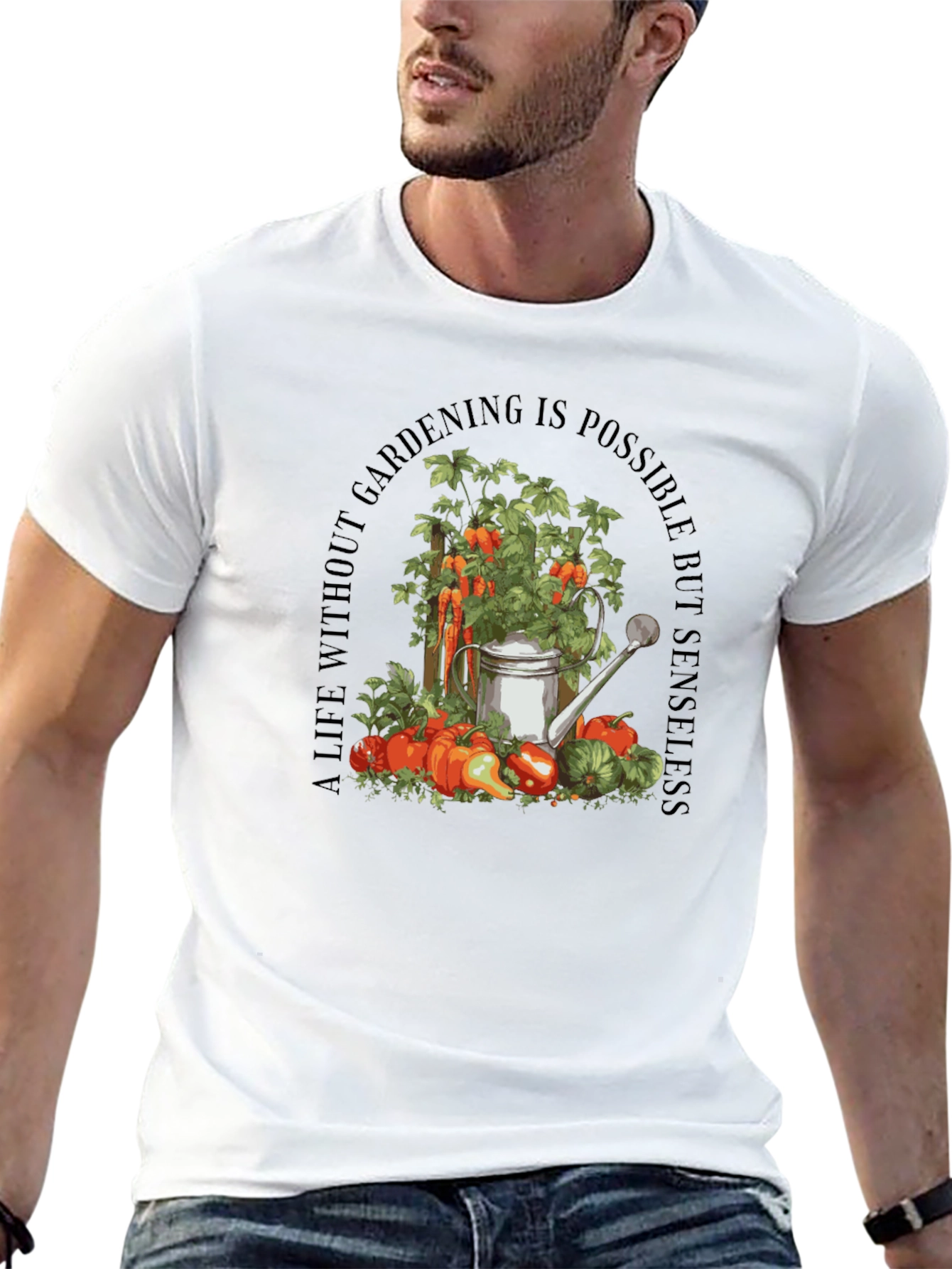 Black Gardening Theme Black T-Shirt view 13