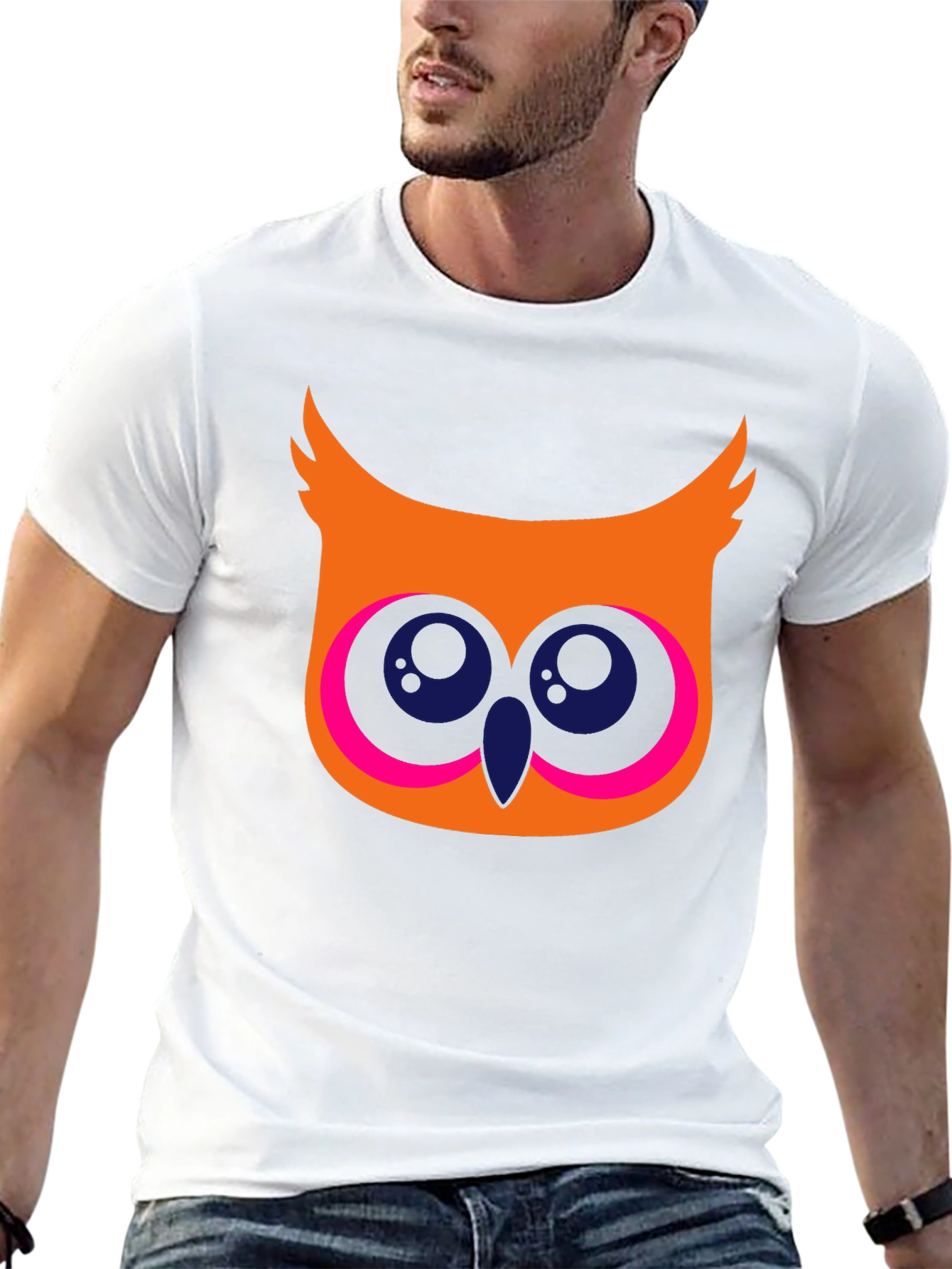 Black Cool Owl Graphic T-Shirt - Black Cotton Tee view 13