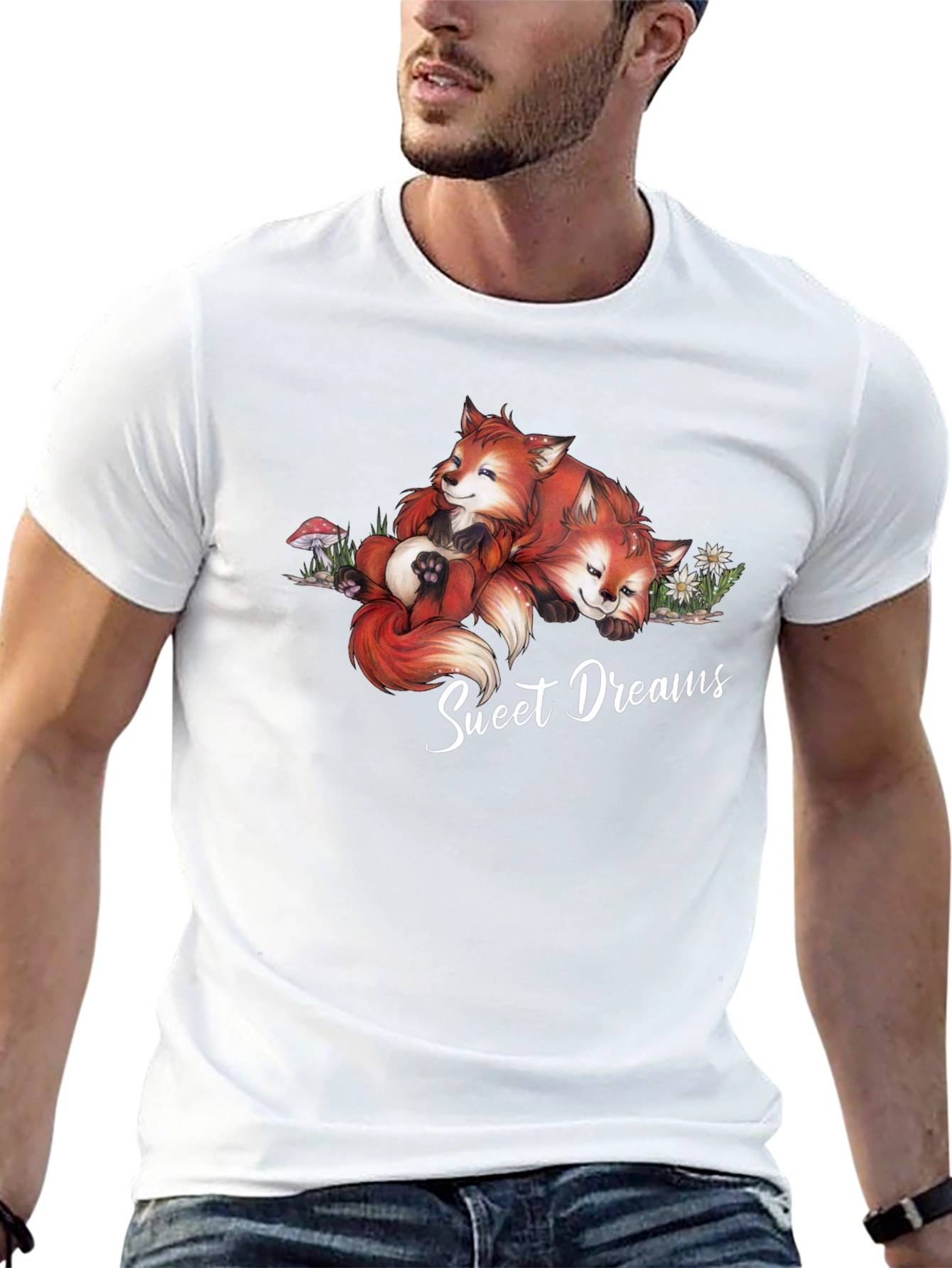 Black Sweet Dreams Foxes Graphic T-Shirt view 13