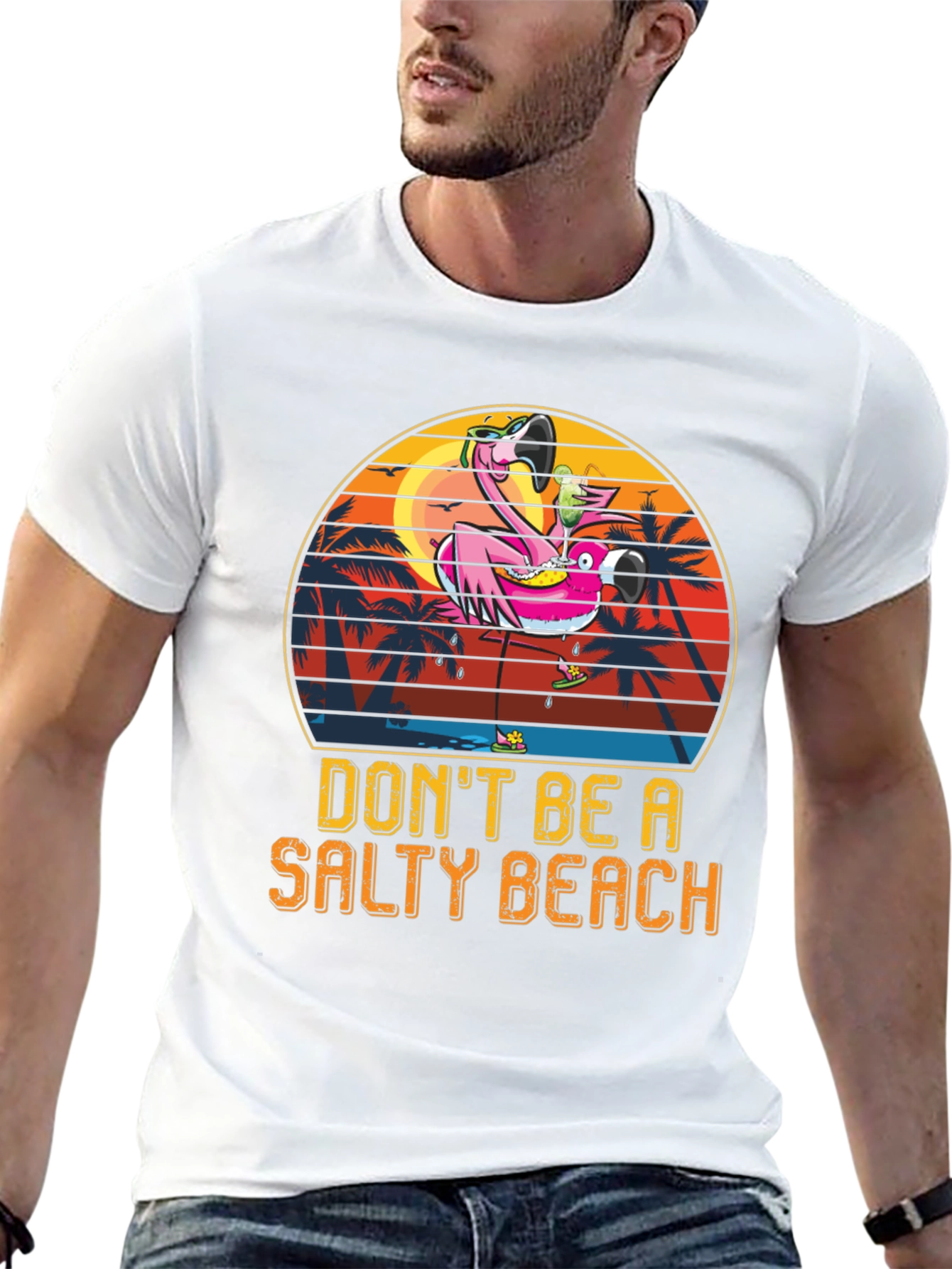 Black Salty Beach Flamingo Graphic Tee view 13