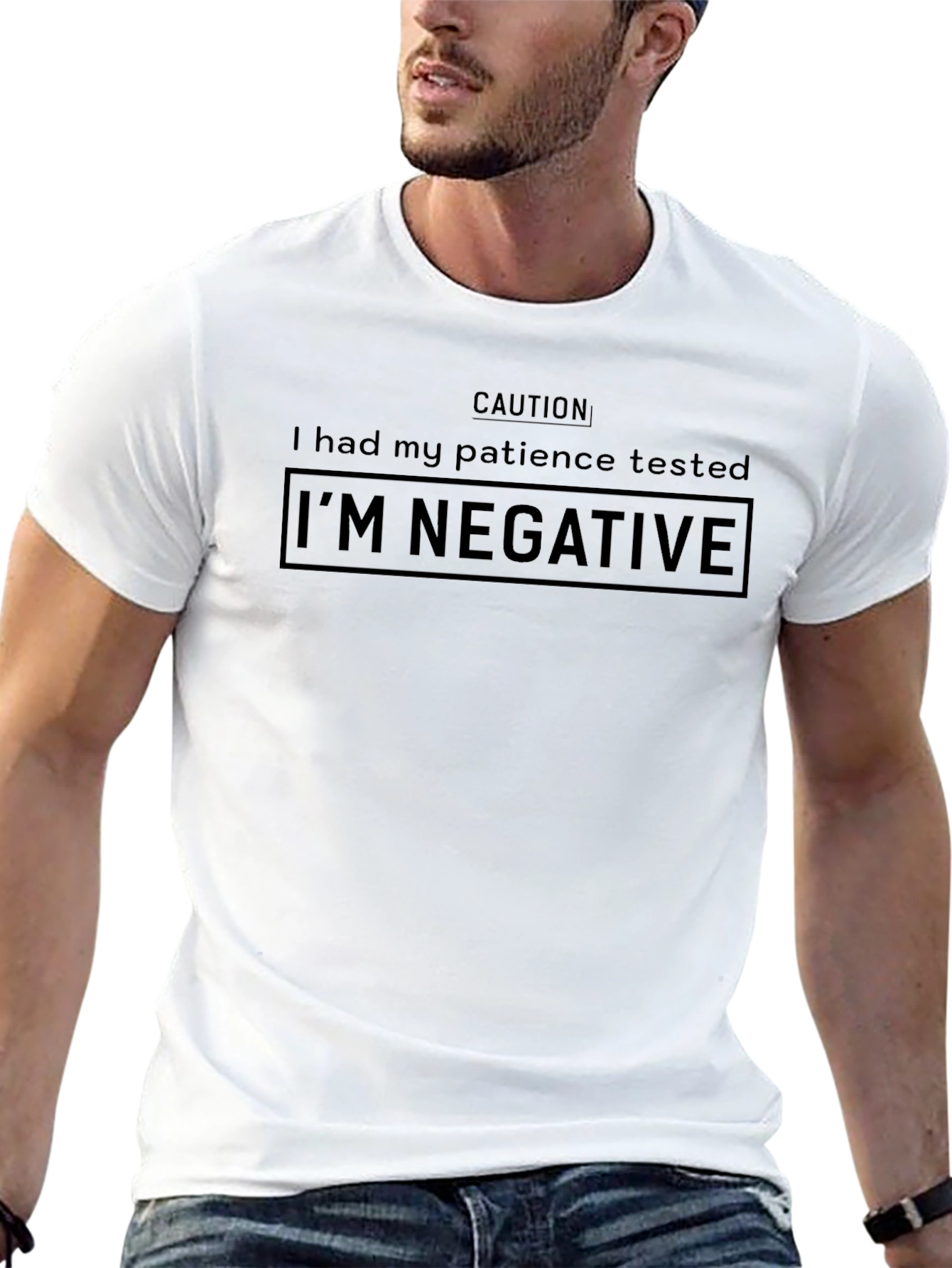 Black Caution I'm Negative Patience Humor T-Shirt view 13