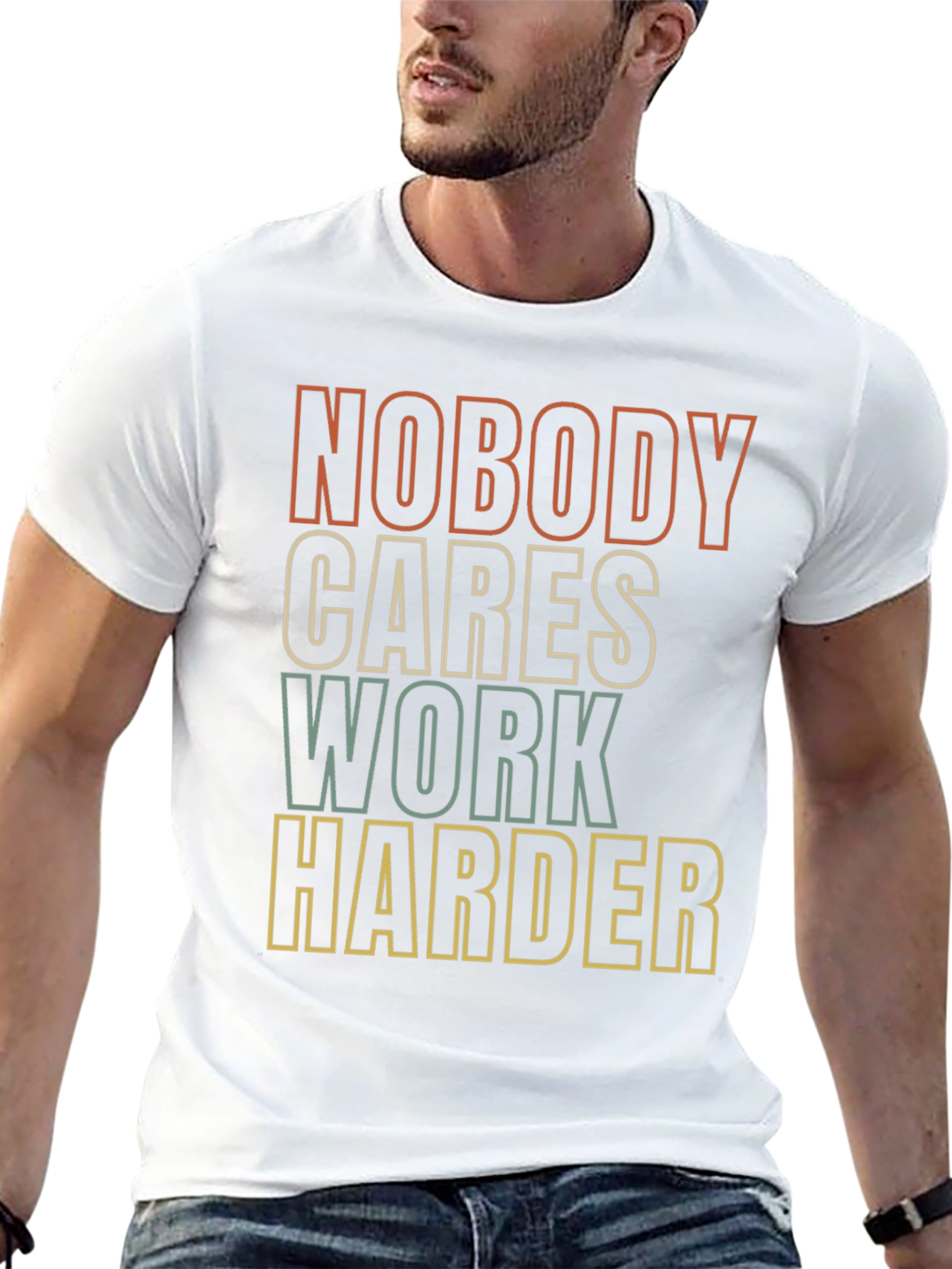 Black Motivational Graphic Tee - Nobody Cares, Work Harder view 13