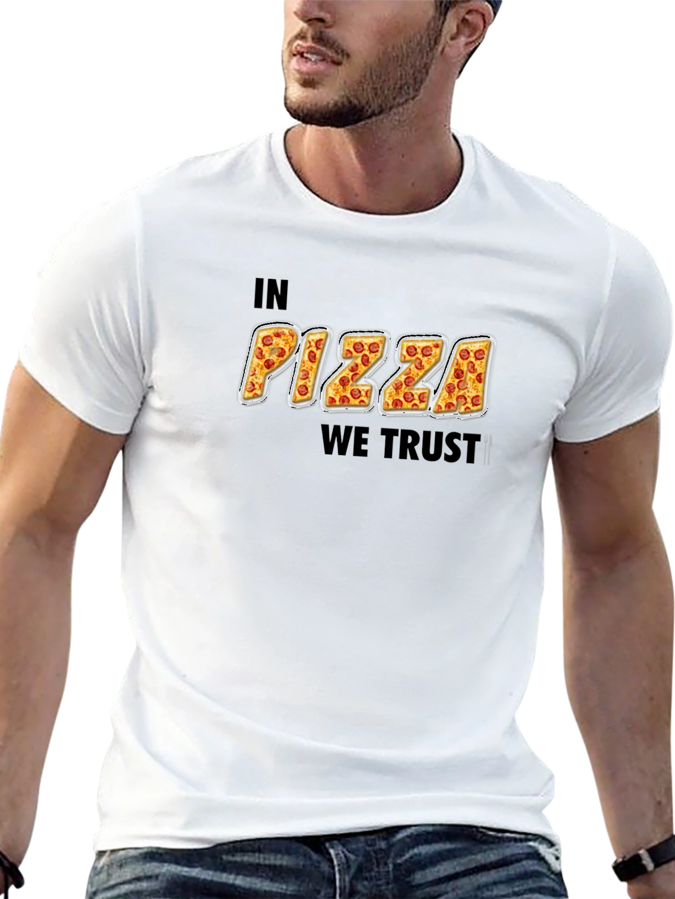 Black In Pizza We Trust Funny Graphic T-Shirt view 13