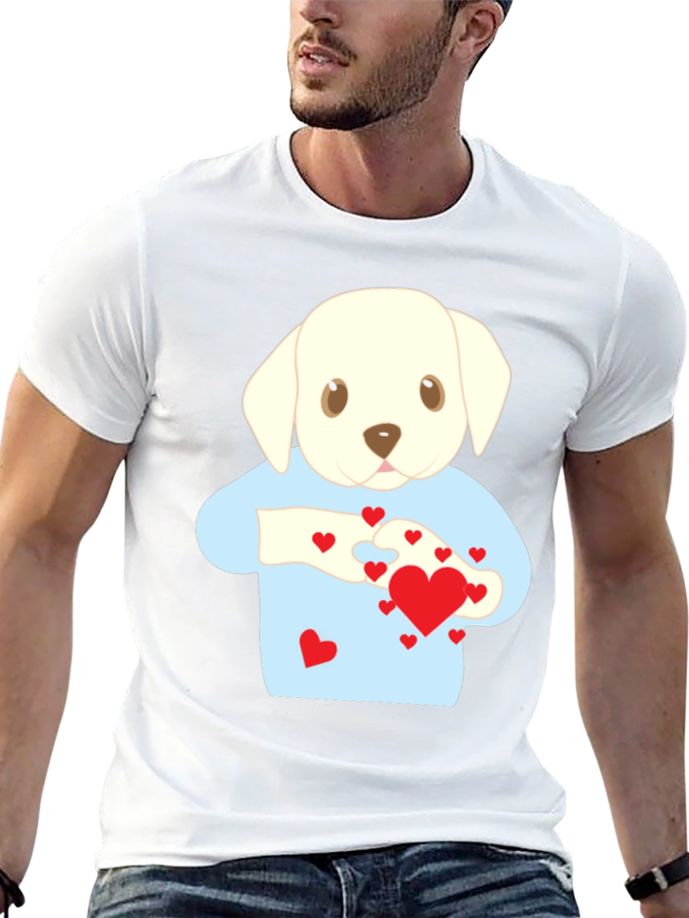 Black Puppy Love T-Shirt - Heart Puzzle Graphic Tee view 13