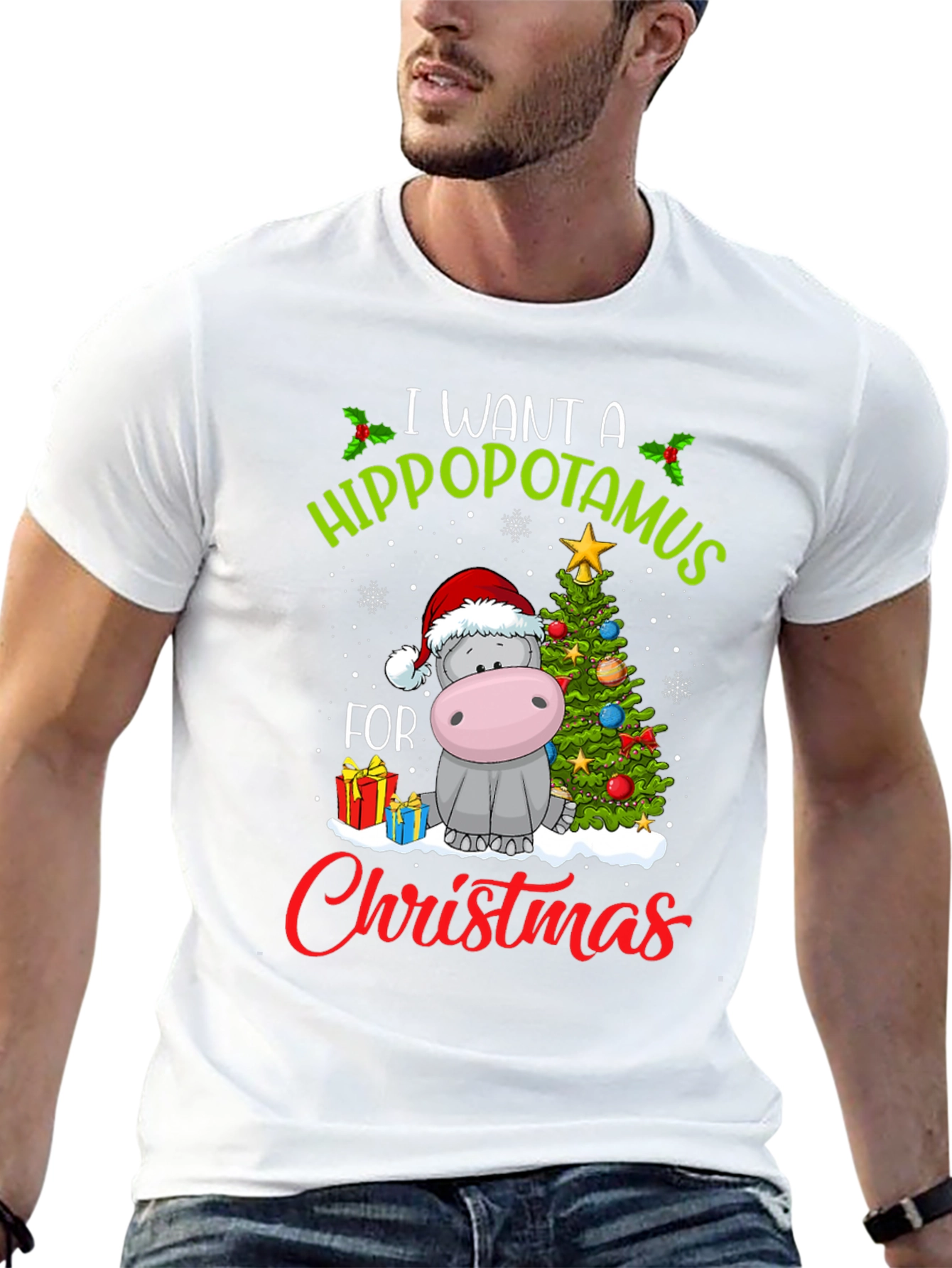 Black Hippo Christmas T-Shirt view 13