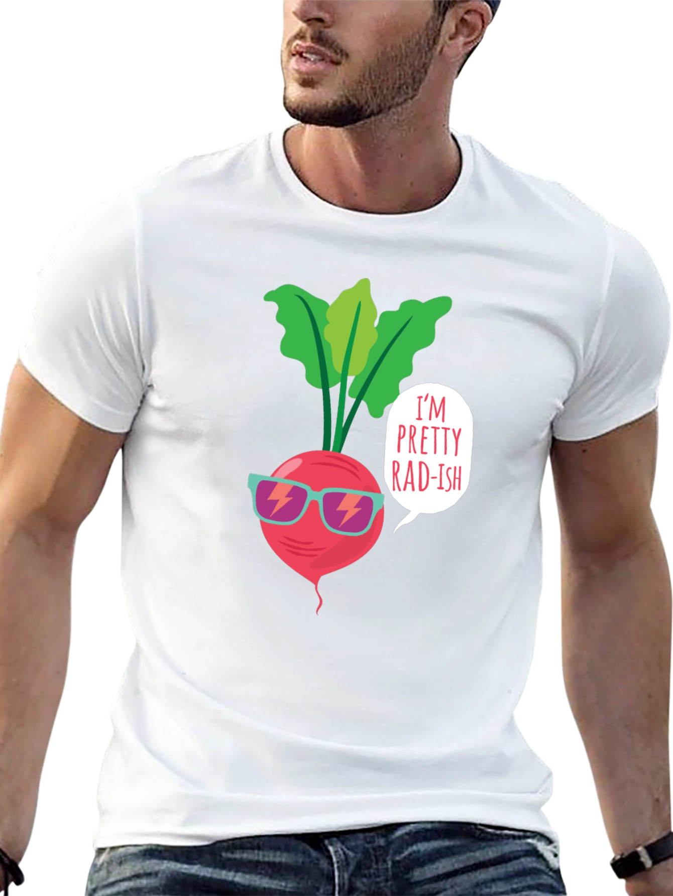 Black Pretty Radish T-Shirt - Cool Vegan Tee view 13