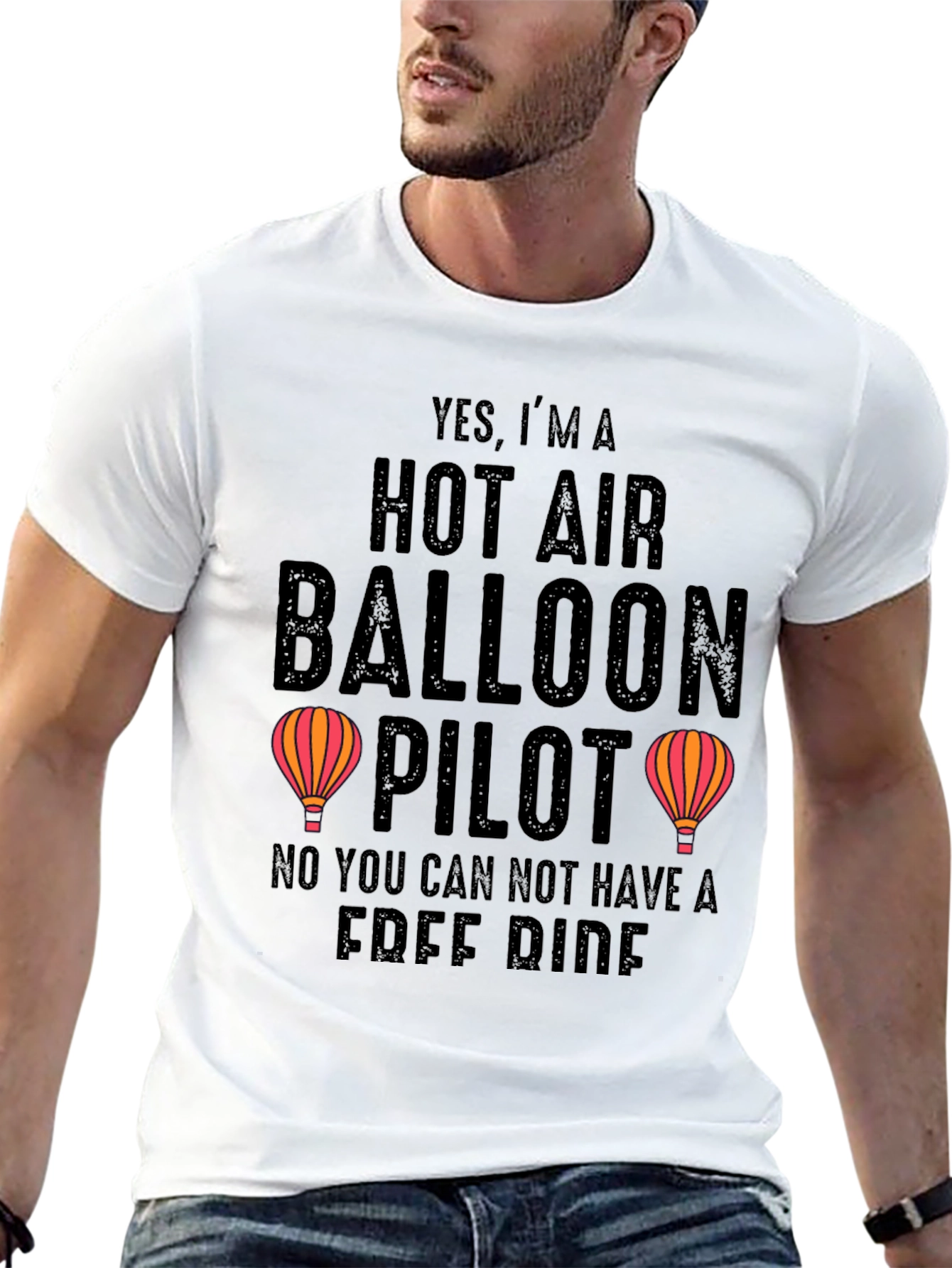 Black Hot Air Balloon Pilot Graphic Tee view 13