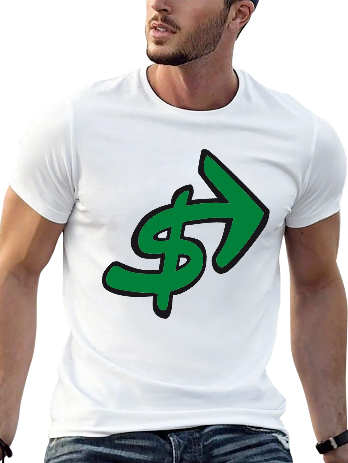 Black Green Dollar Arrow Graphic T-Shirt view 13