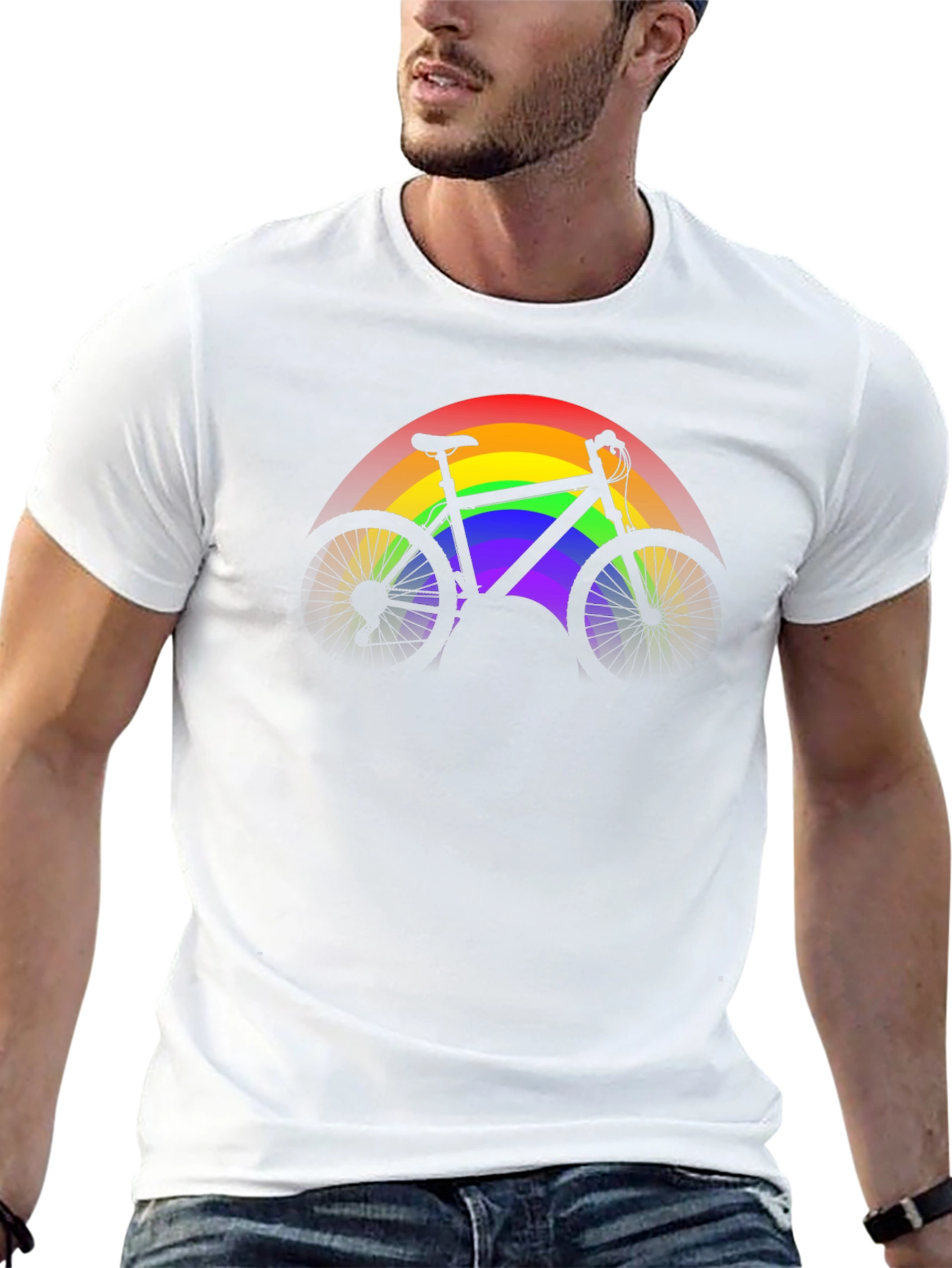 Black Rainbow Bike Graphic Tee - Pride Ride Shirt view 13