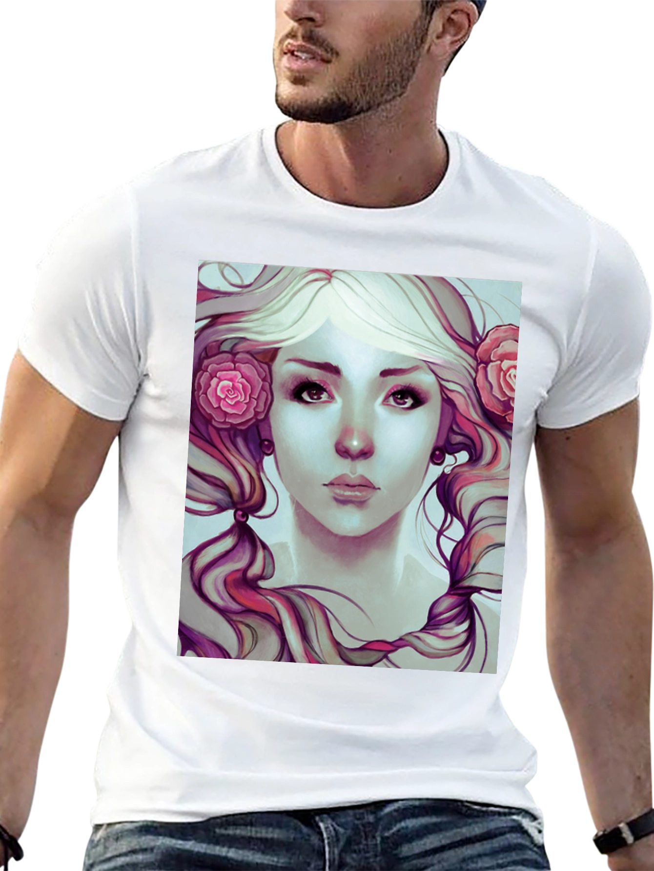 Black Floral Beauty Graphic Tee - Soft Black Cotton view 13