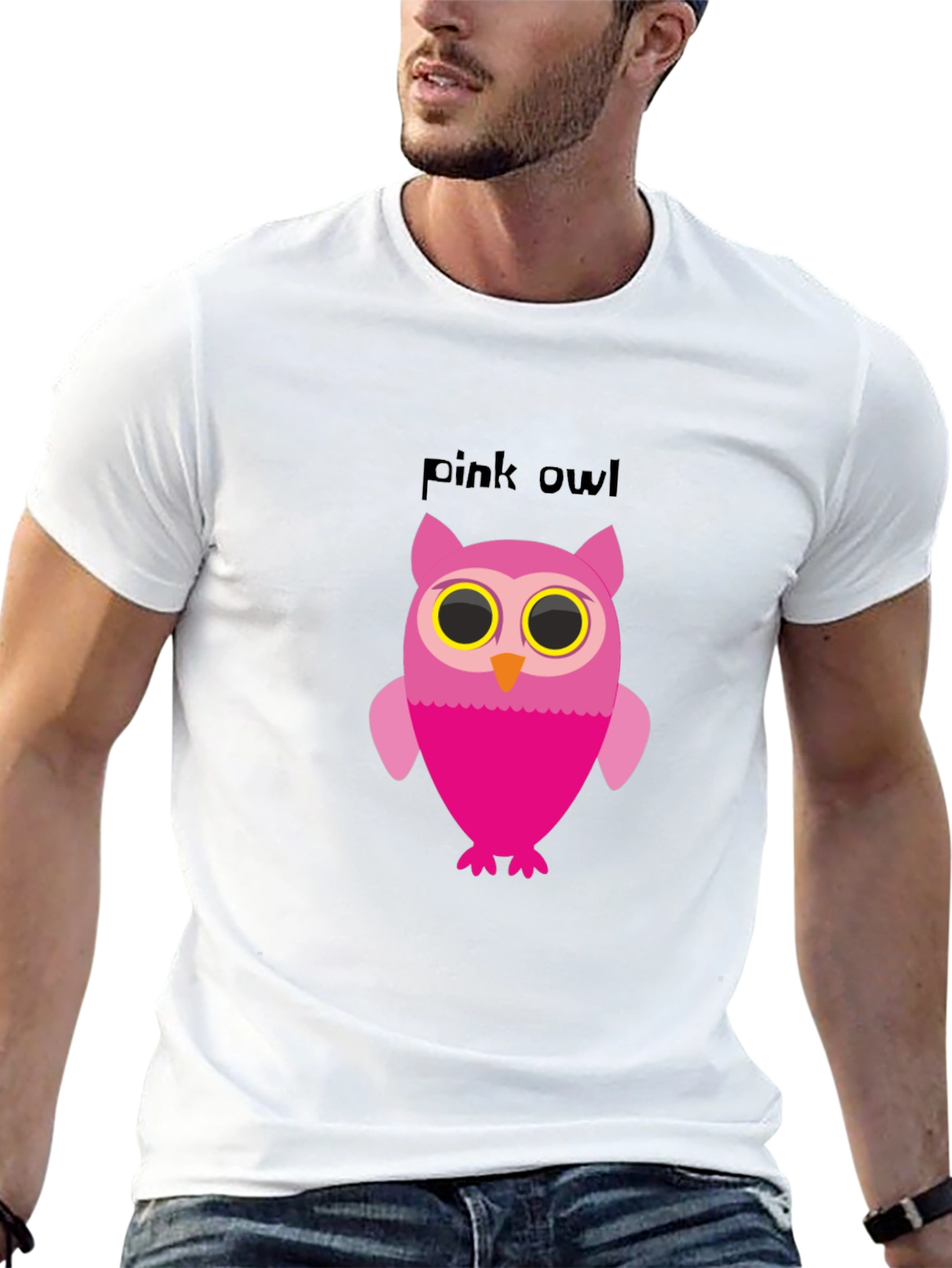 Black Pink Owl Graphic Tee - Soft Cotton Blend view 13
