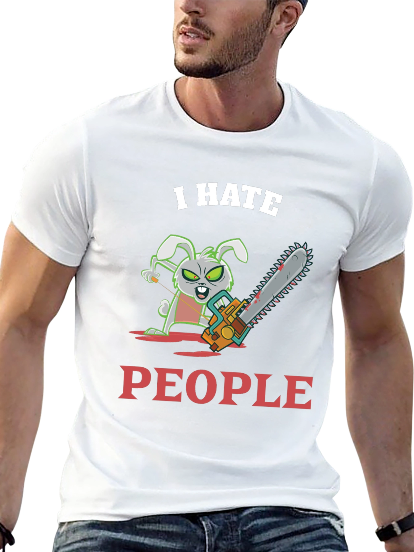 Black I Hate People Bunny T-Shirt view 13