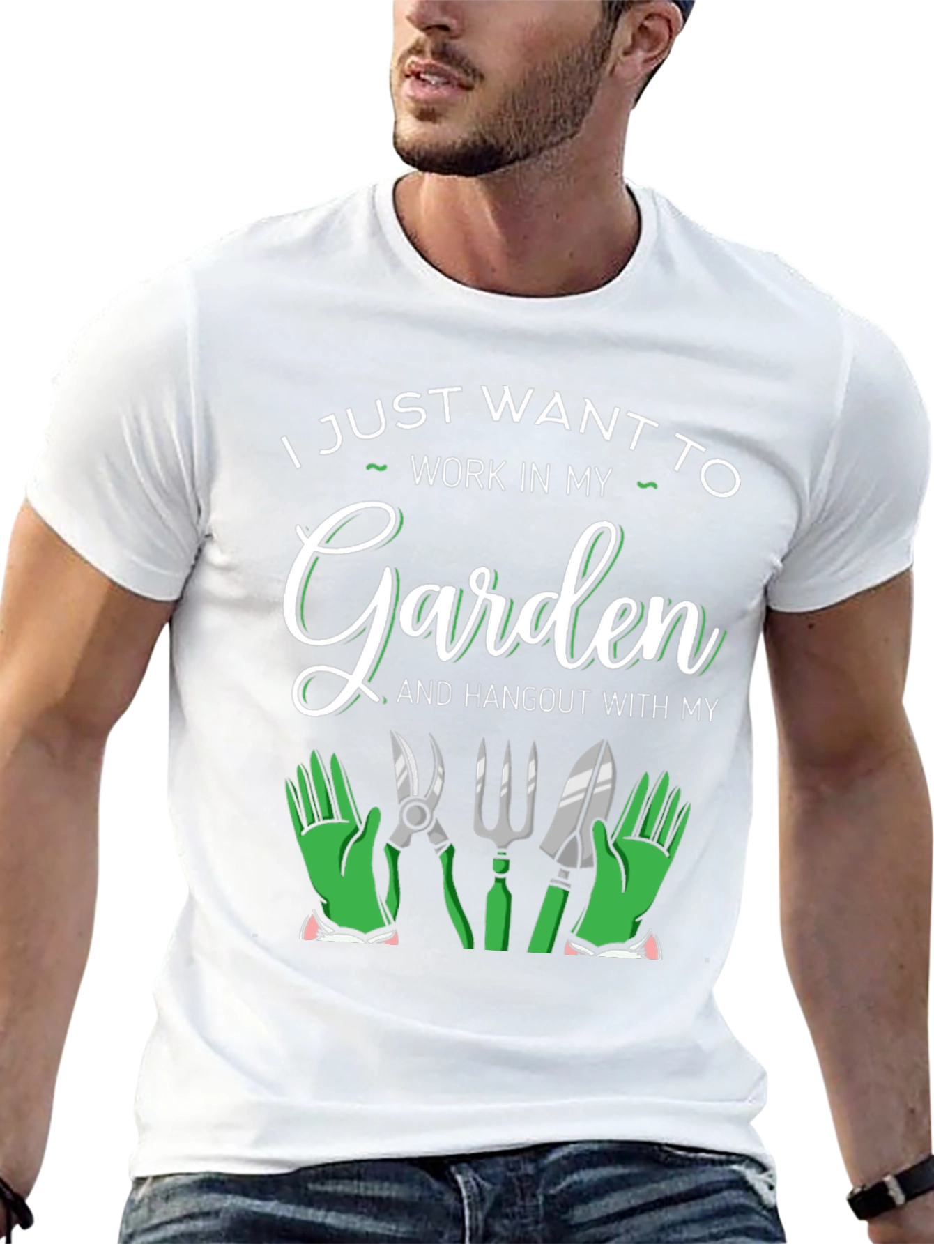 Black Gardening Lover T-Shirt: Work in My Garden view 13
