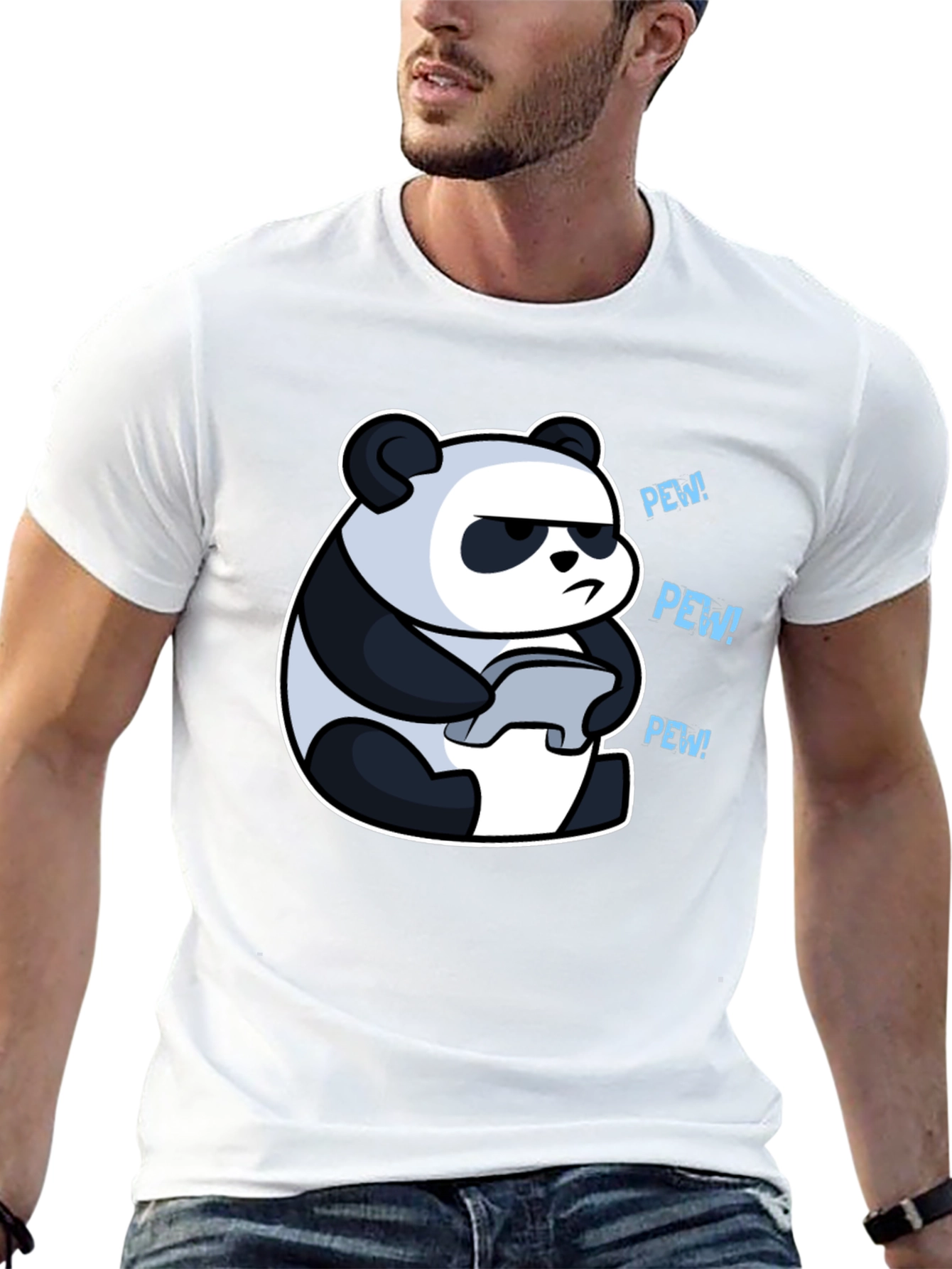 Panda Gamer Black T-Shirt - Pew Pew! - 13