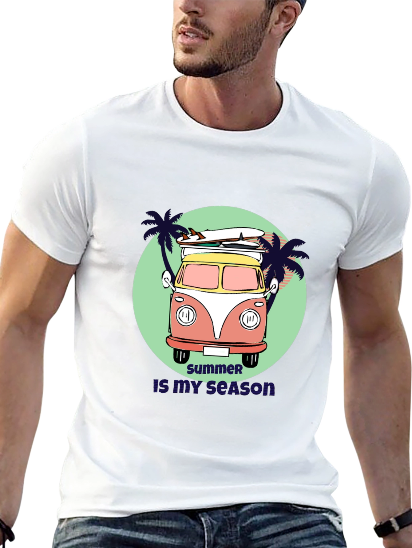Black Summer Season Surf Van Graphic Tee view 13