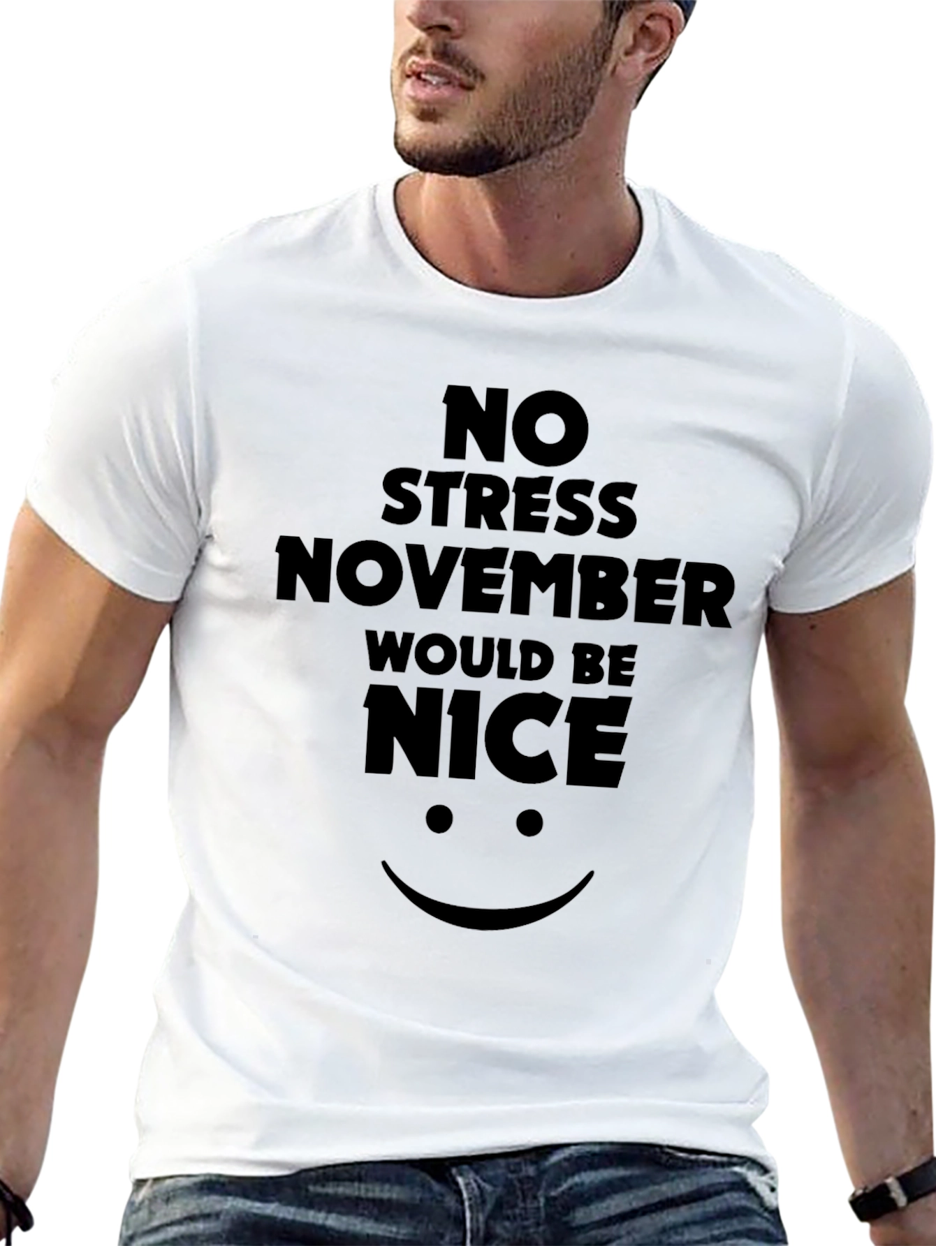 Black No Stress November T-Shirt - Men's Black Tee view 13