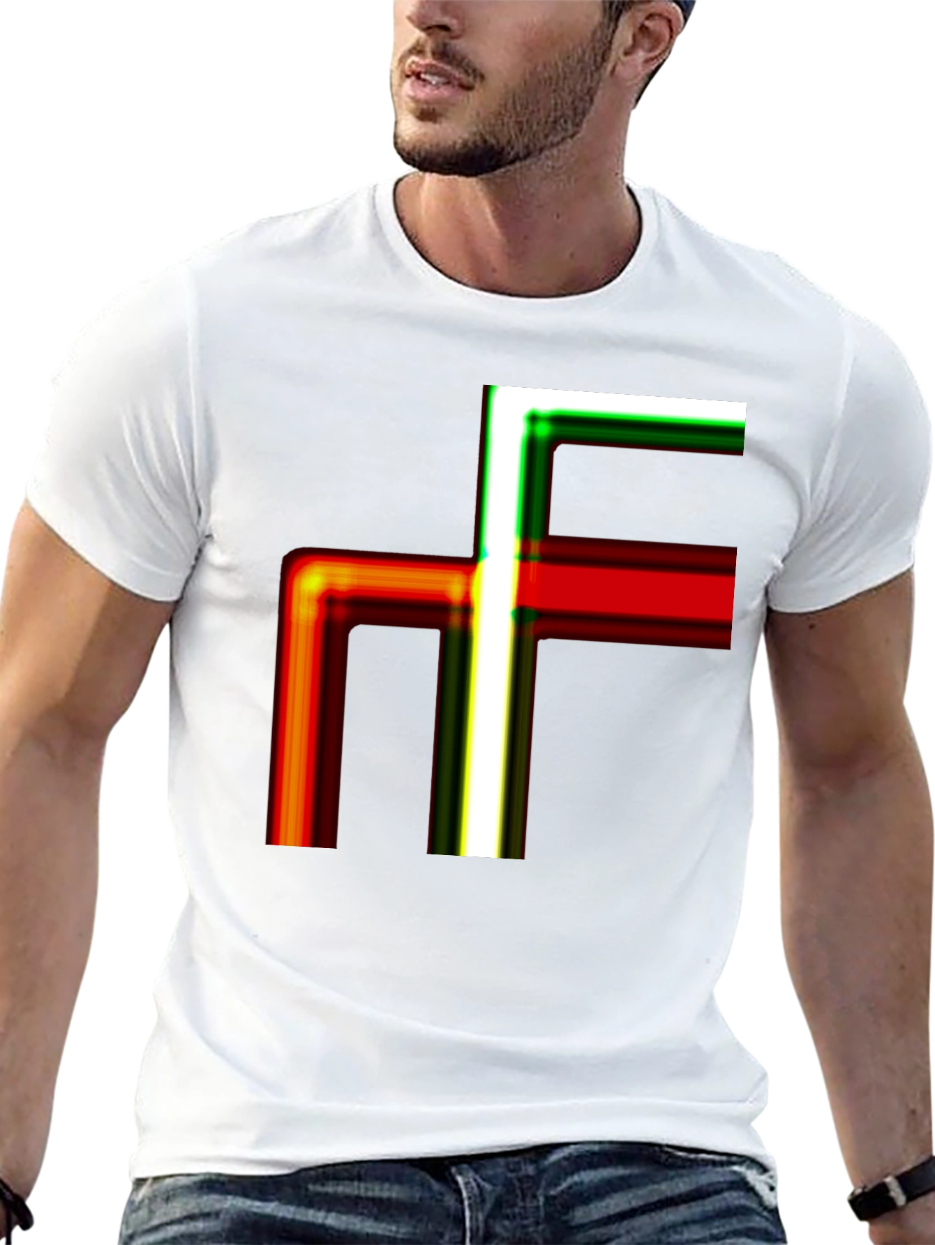 Black Abstract Geometric Line Art Graphic Tee - Modern Casual Shirt view 13