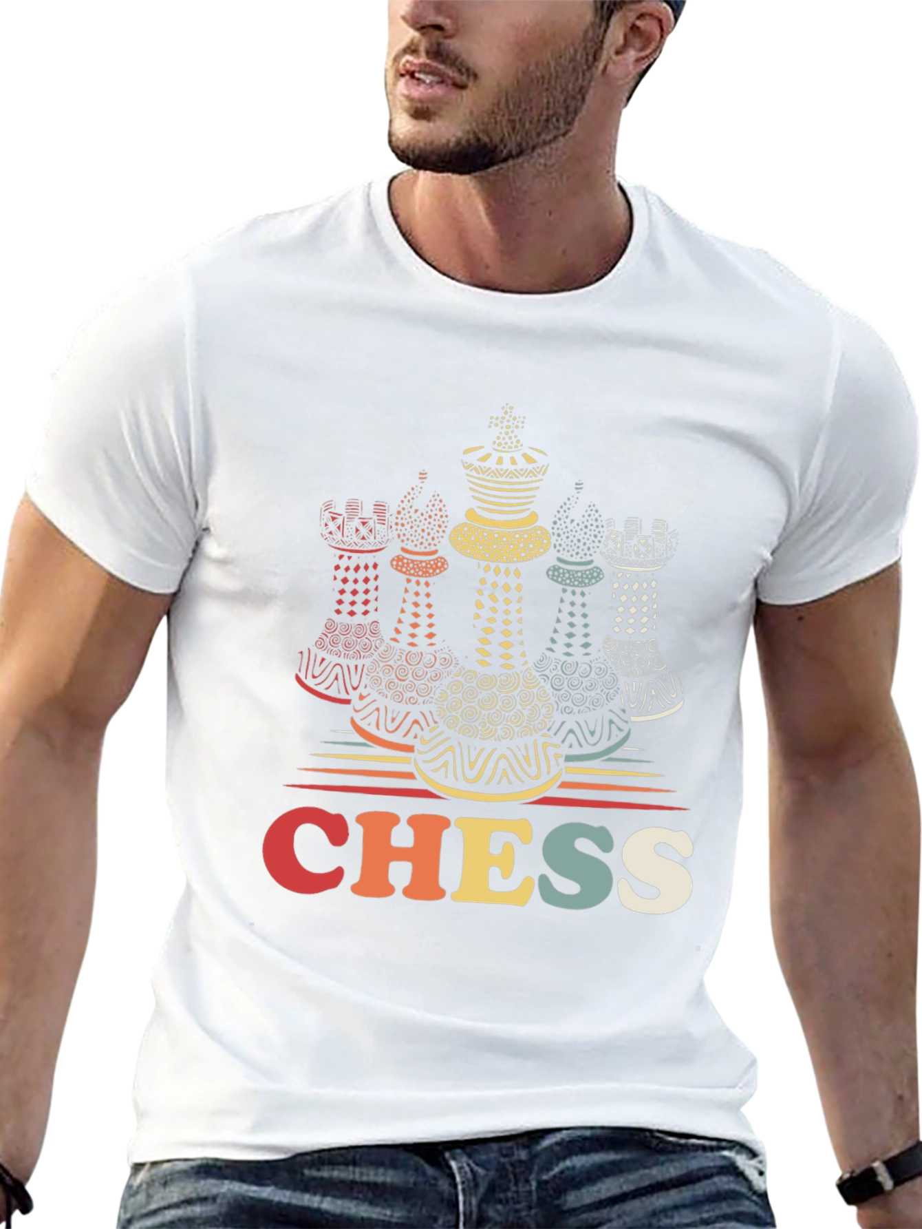 Black Retro Chess Piece Graphic T-Shirt view 13